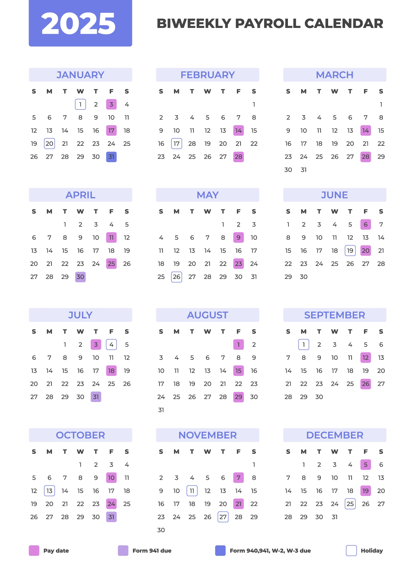 Biweekly Payroll Calendar 2024 2025 Free Google Docs Template