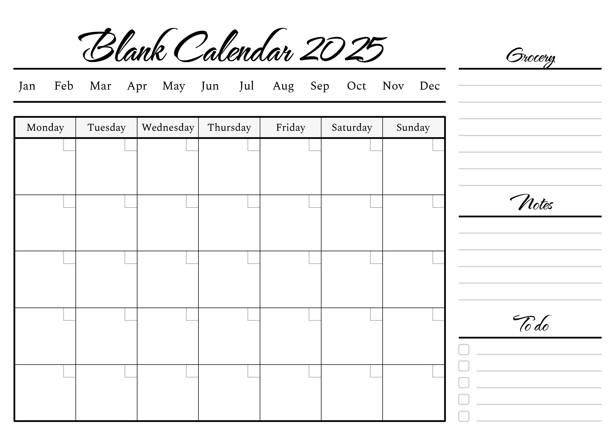 2025 Printable Editable Calendar