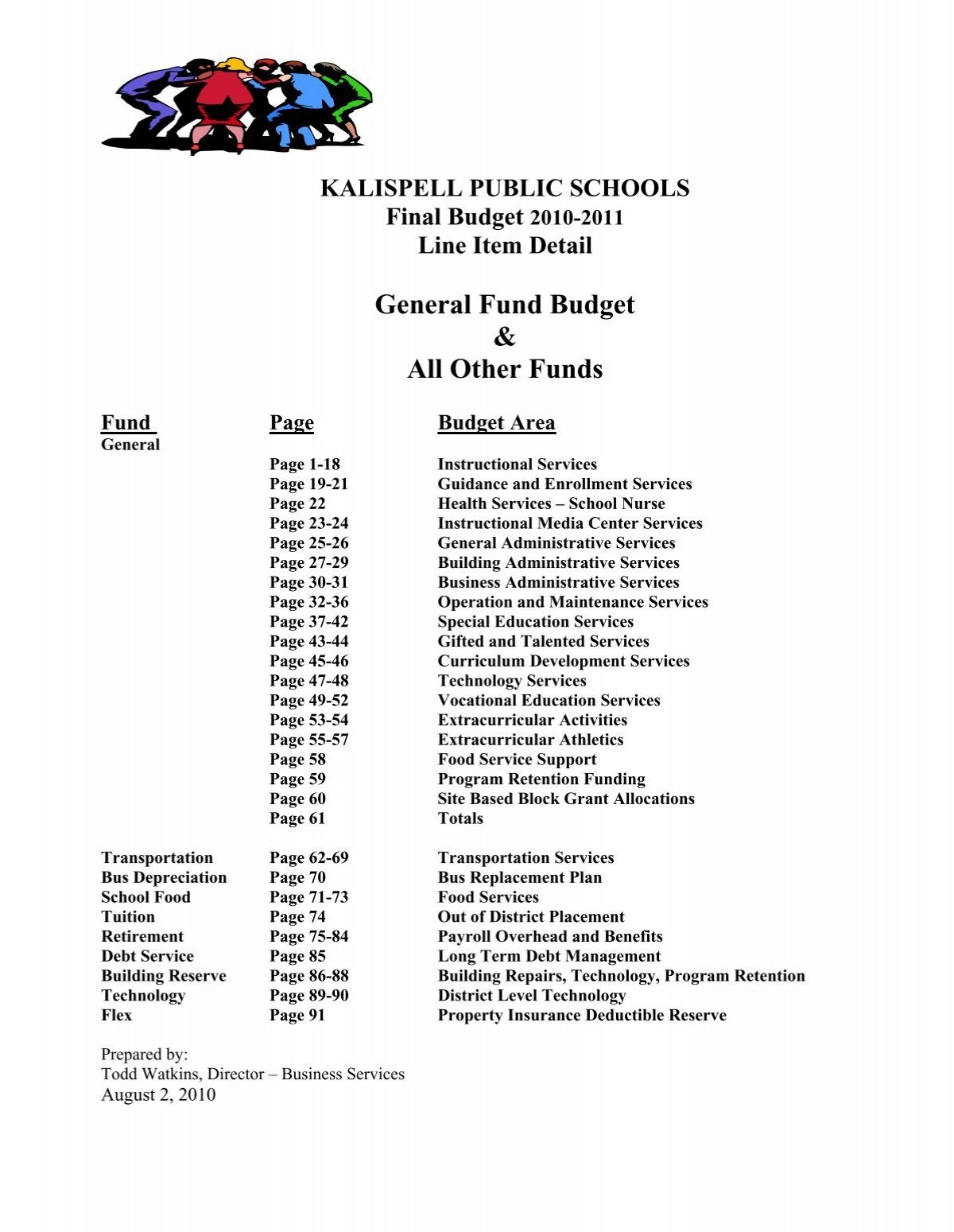 Budget 10 11 Line Item Detail pdf Kalispell School District 5