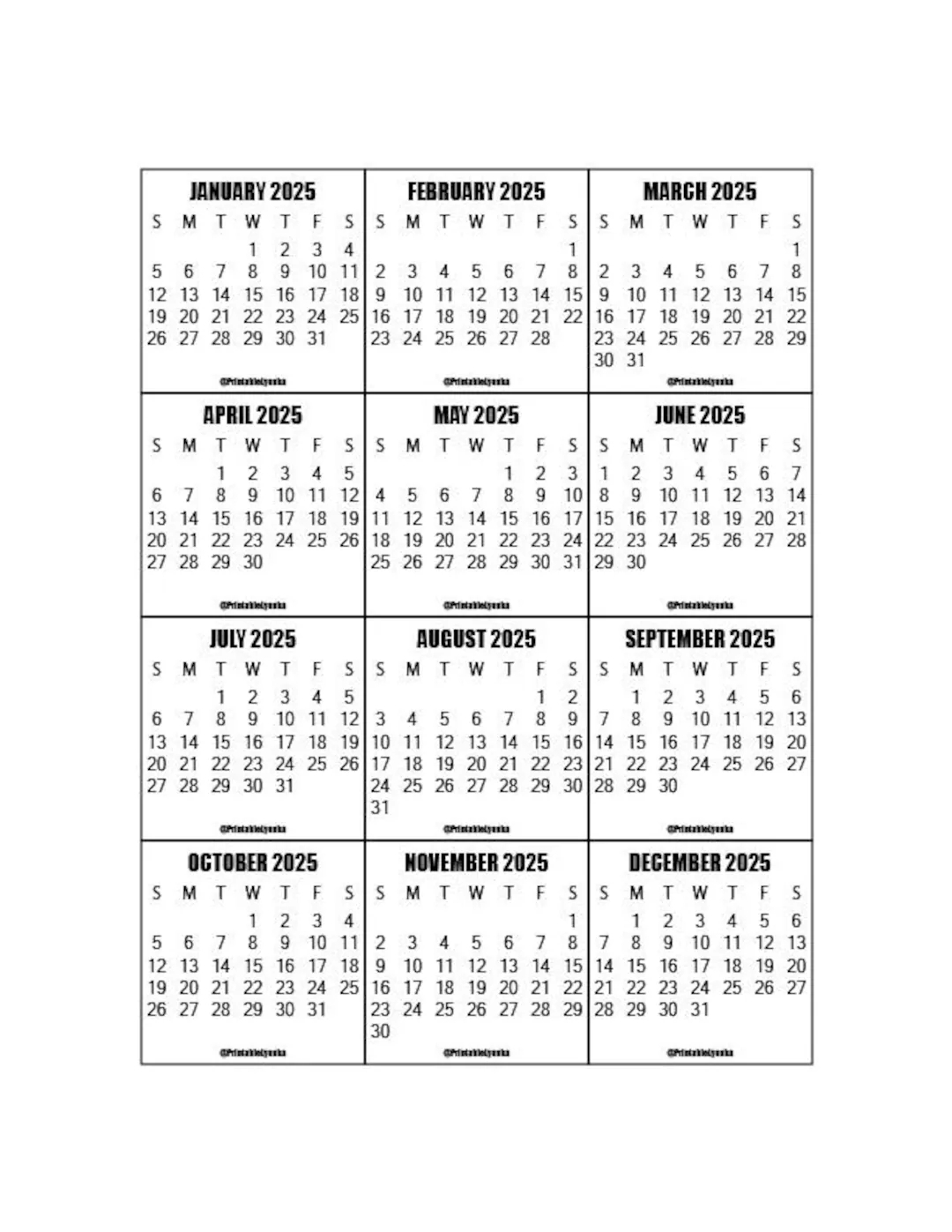 Buy 2025 And 2026 Calendar Printable 2025 2026 Mini Monthly Calendar Tab Size 2 X 2 Inches Calendar Printable PDF Online In India Etsy
