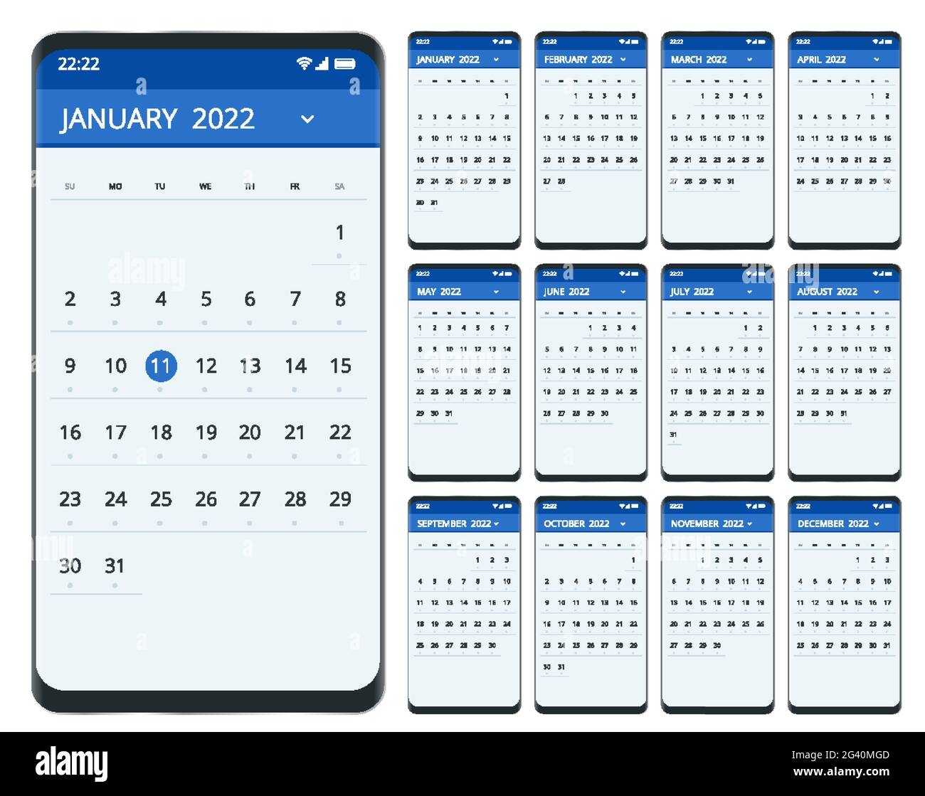 Calendar Planner For 2022 Calendar Template For 2022 Stationery Design Print Template With Place For Photo Your Logo And Text Corporate And Stock Vector Image Art Alamy