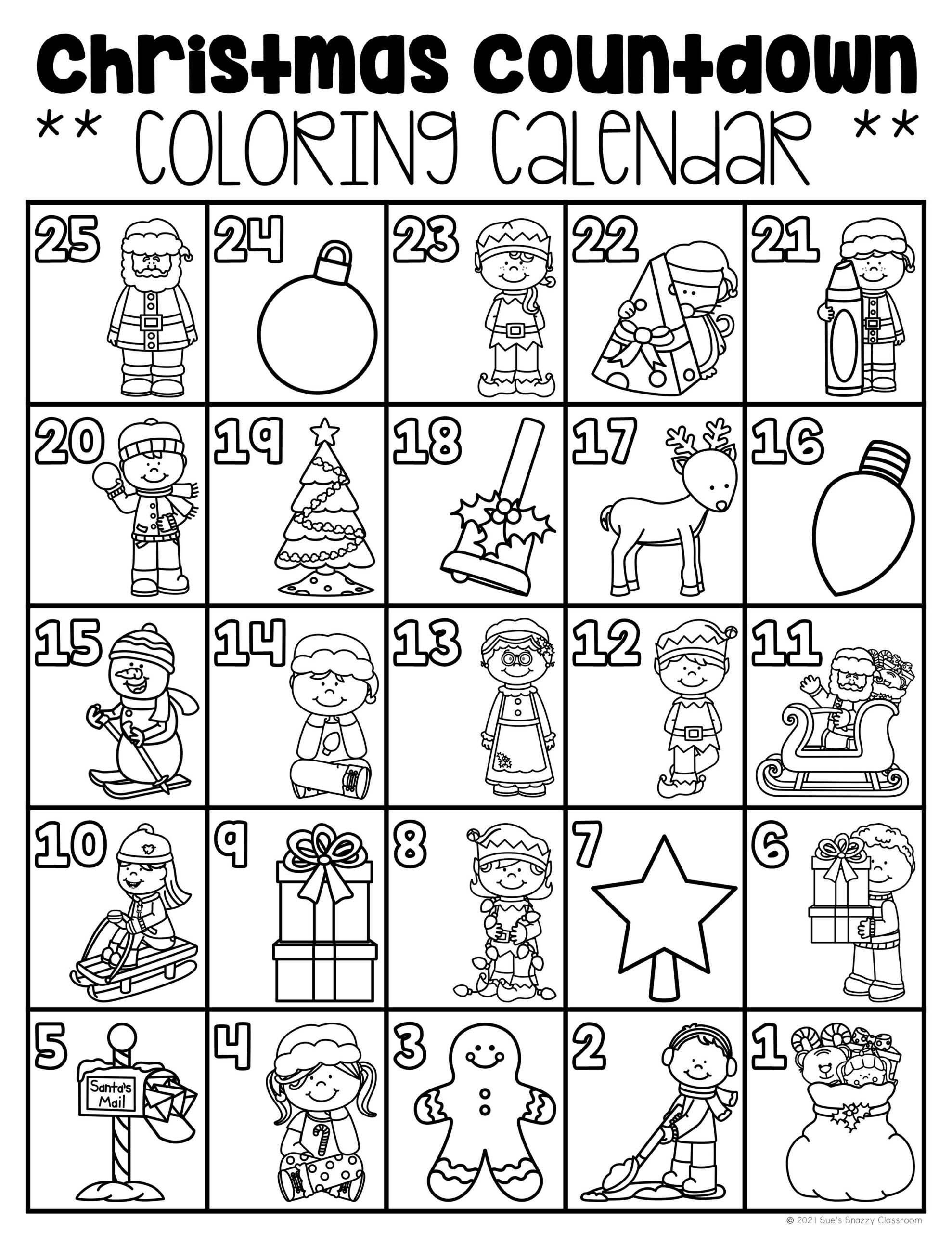 Christmas Countdown And Advent Calendars Coloring Activity FREEBIE Made By Teachers