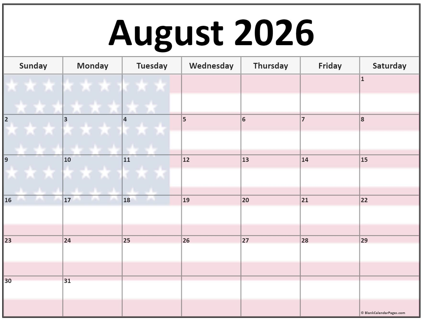 Collection Of August 2026 Photo Calendars With Image Filters 