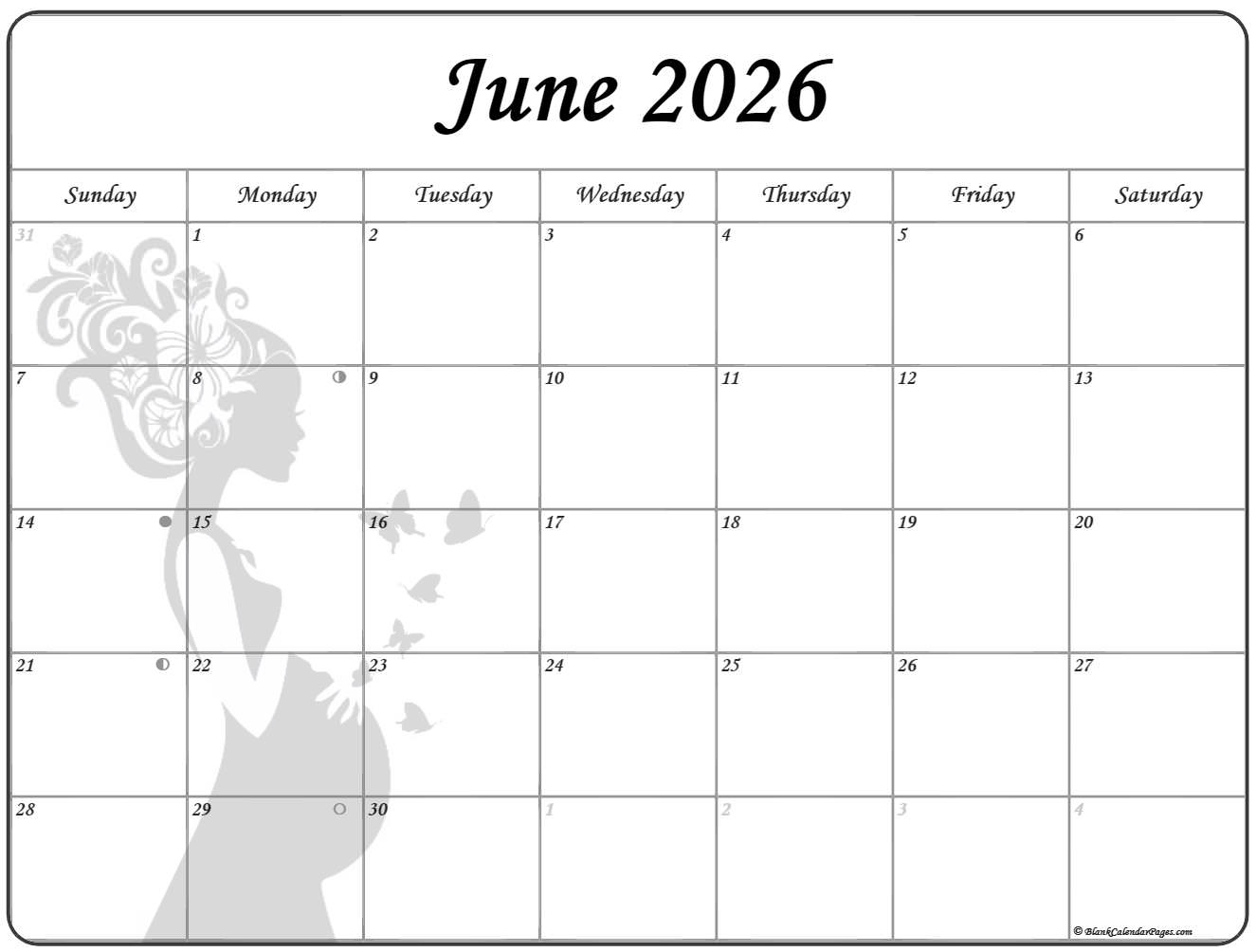 Printable June 2026 Calendar Cute