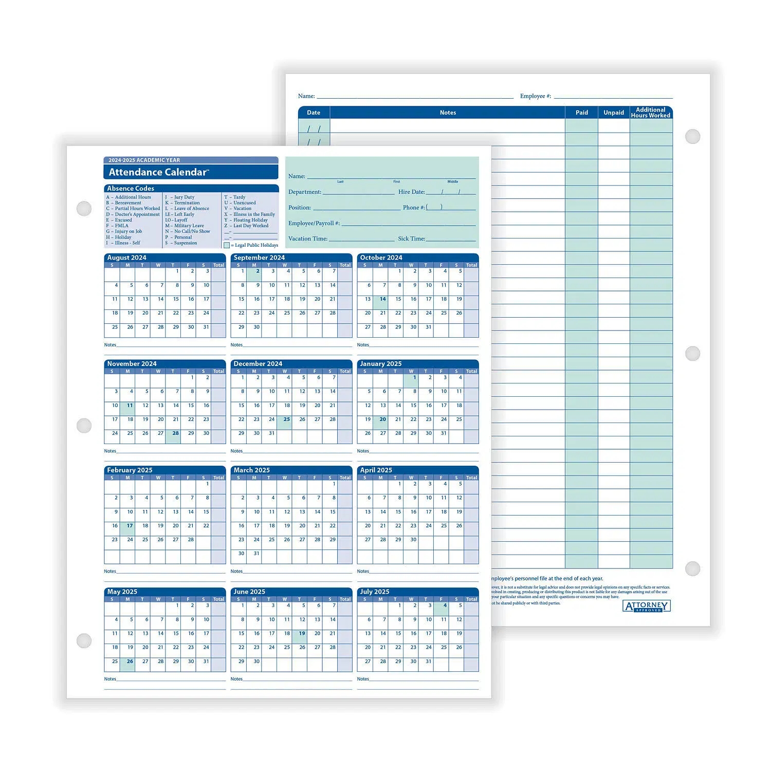 ComplyRight 2024 2025 Academic Attendance Calendar White 50 Pack ComplyRight 2024 2025 Academic Attendance Calendar White 50 Pack