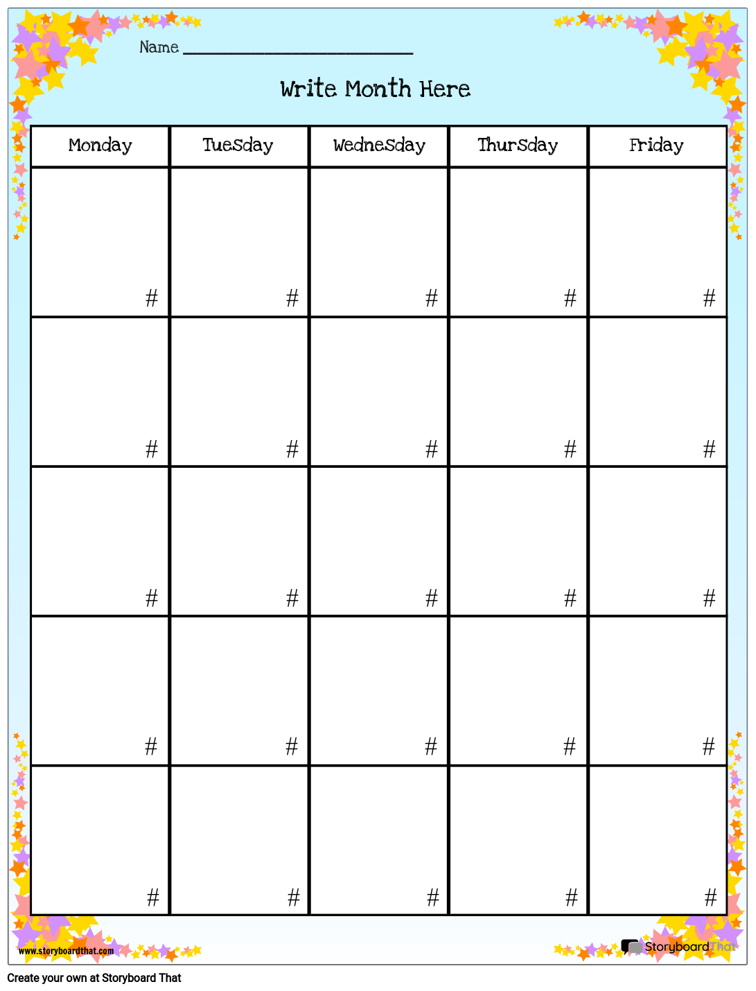 5 Day Calendar Printable 5 Day Calendar Printable