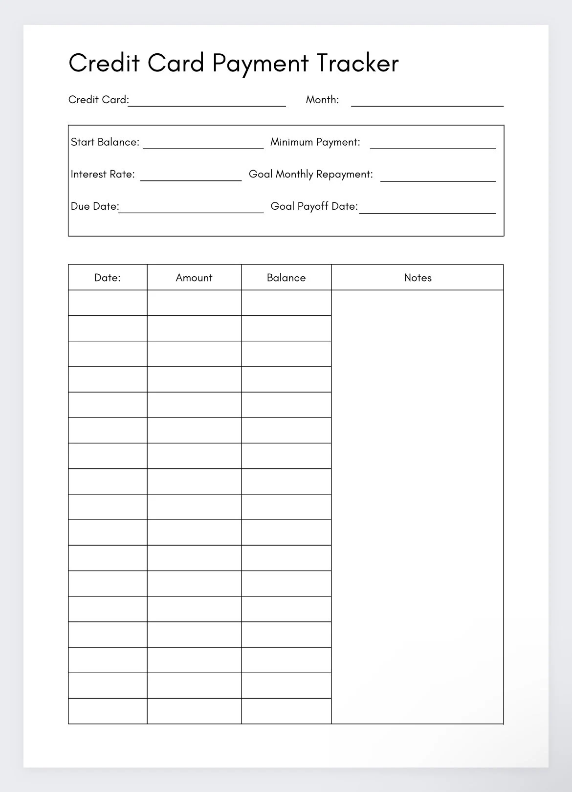 Credit Card Payment Tracker credit Card Payments bills Tracker credit Card Tracker payments Planner credit Card Planner finance Planner Etsy