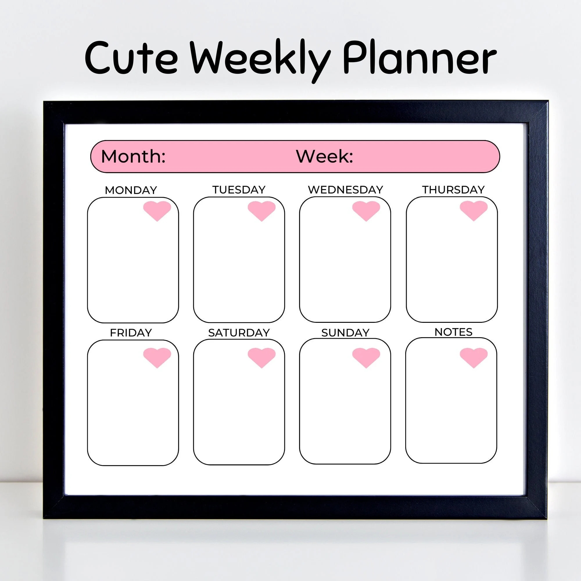 Cute Fun And Easy Kids Pink Weekly Planner Daily Calendar Etsy