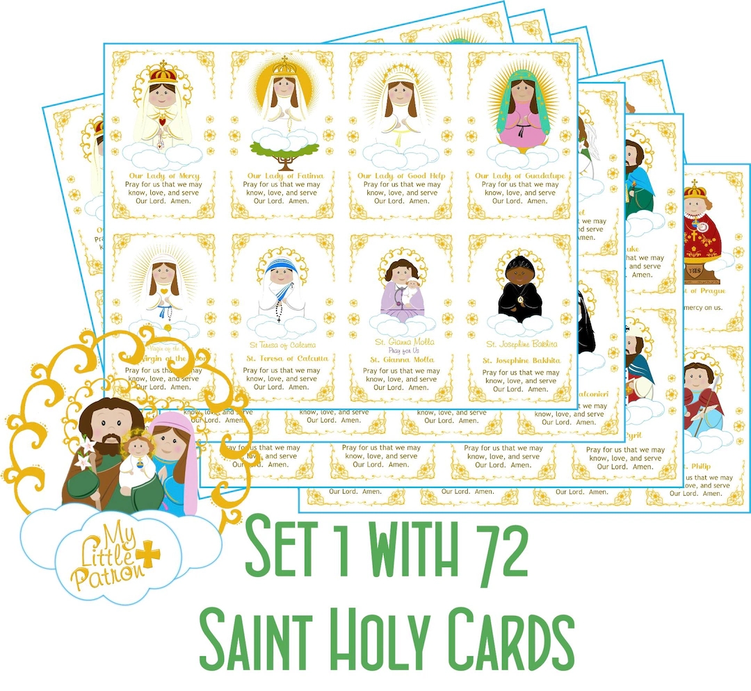 Cute Saint Holy Cards Printable PDF Etsy
