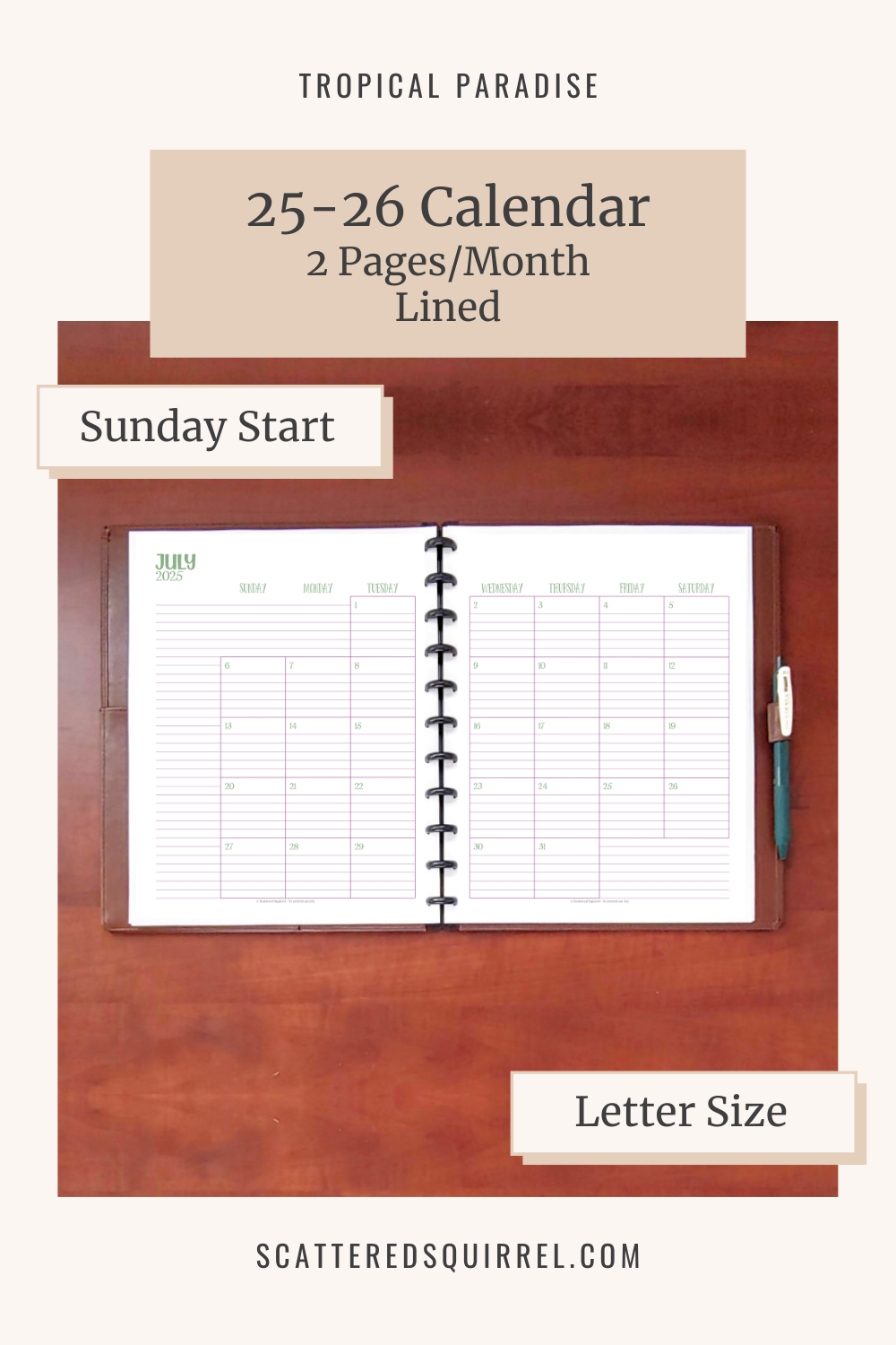 Dated Calendars Scattered Squirrel
