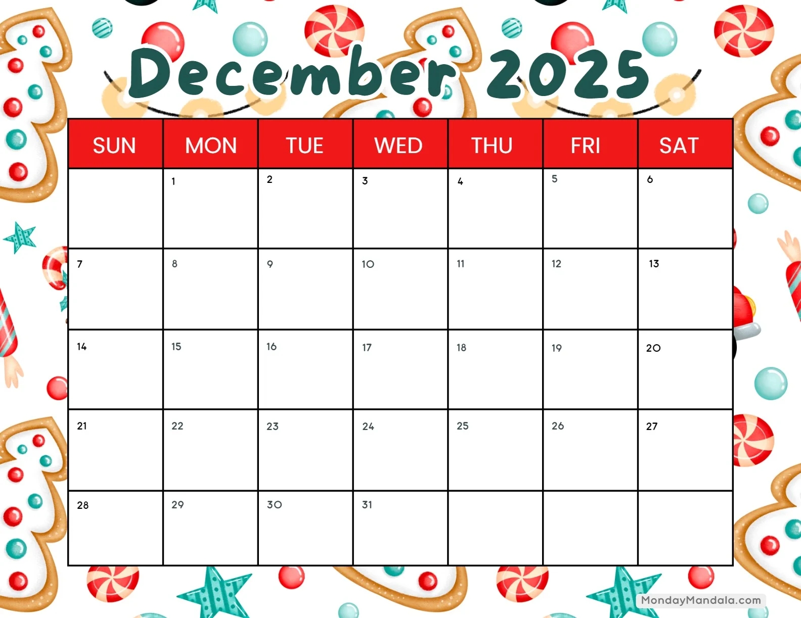 December 2025 Calendar 52 Free PDF Printables December 2025 Calendar 52 Free PDF Printables