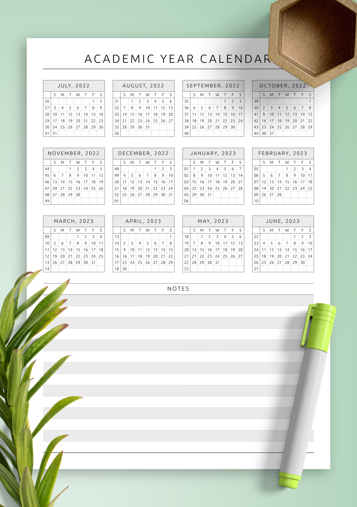Download Printable Academic Year At a Glance Calendar Template PDF Download Printable Academic Year At a Glance Calendar Template PDF