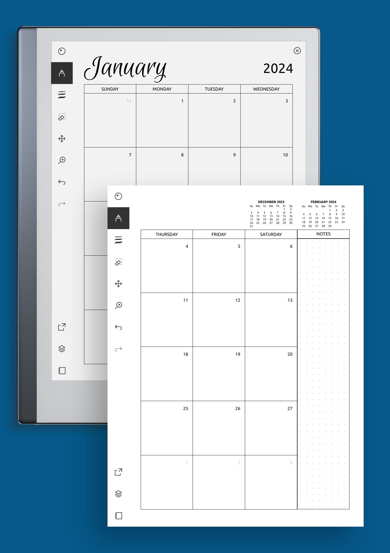 Download Printable Monthly Calendar Template PDF