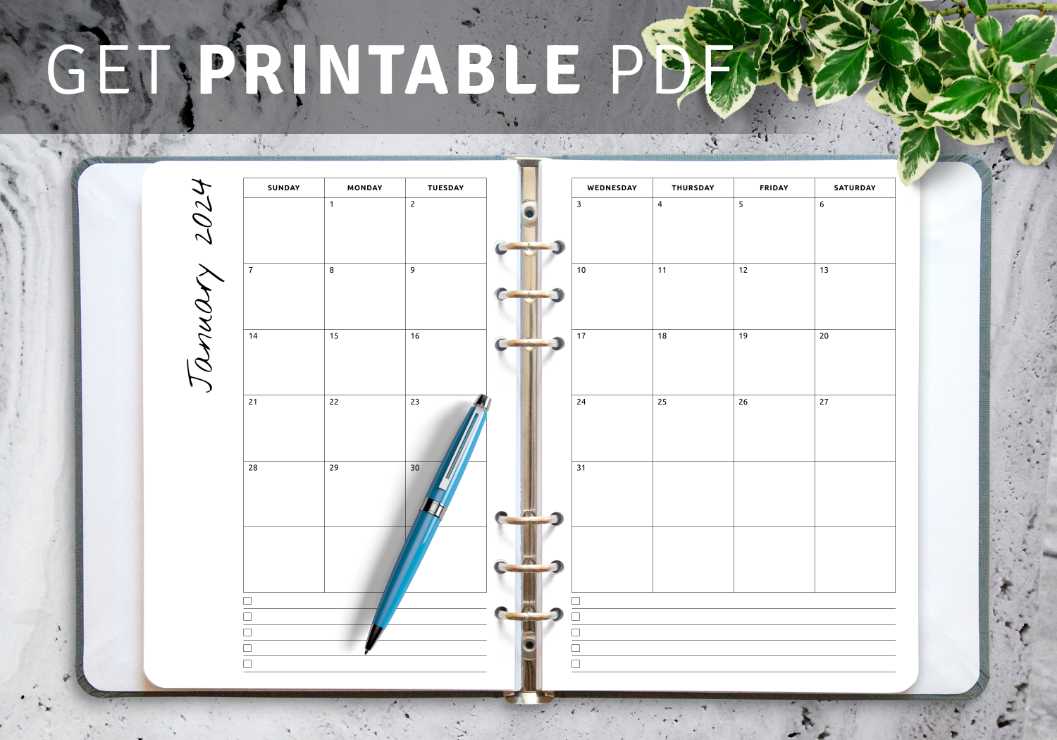Printable Calendars With Side Memo Areas