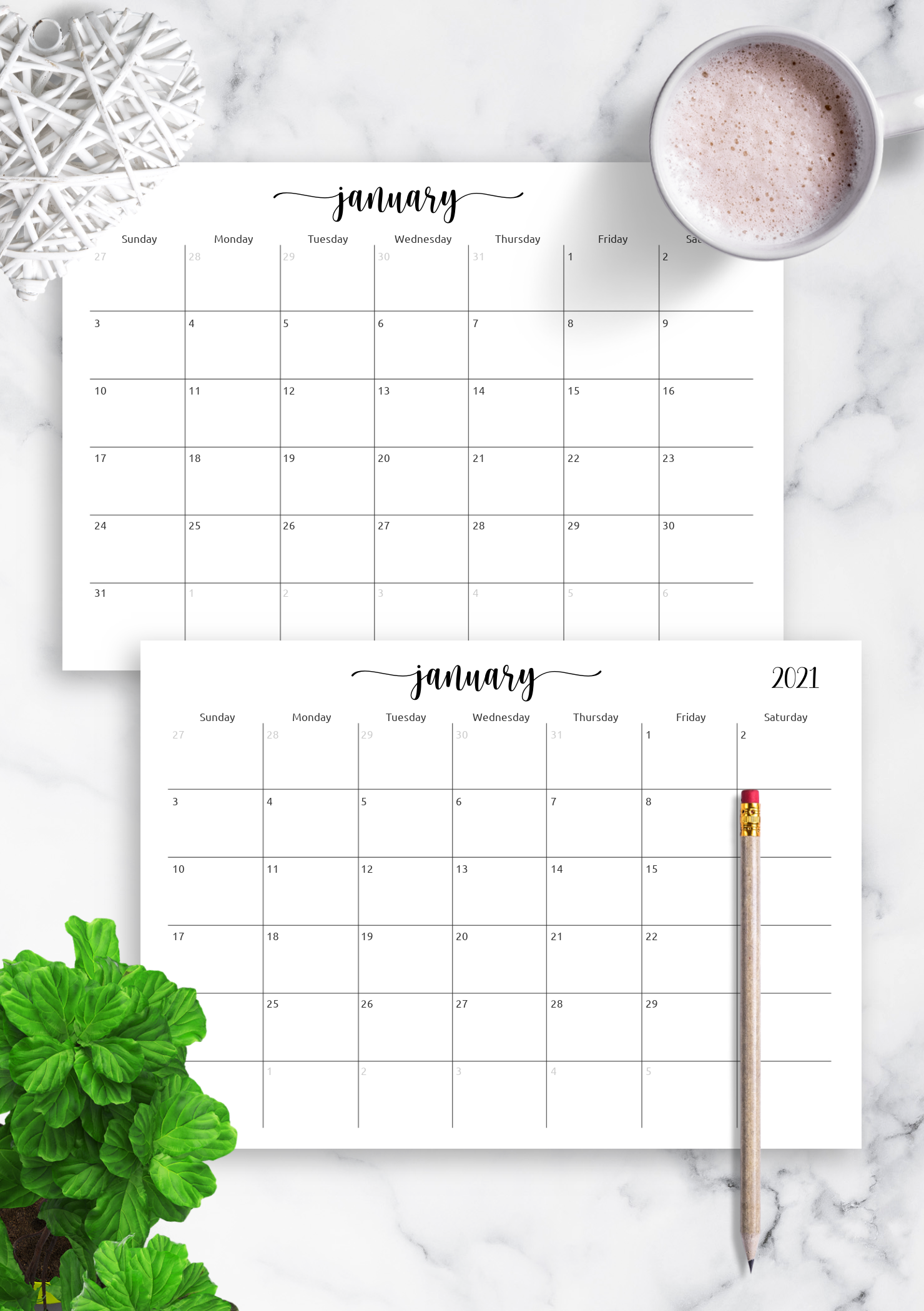 Download Printable Spacious Monthly Calendar Grid PDF
