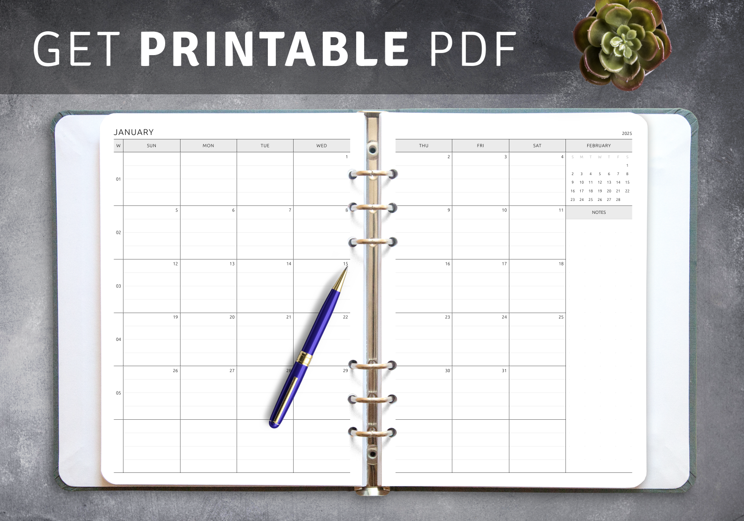 2025 2025 Two Page Monthly Calendar Printable
