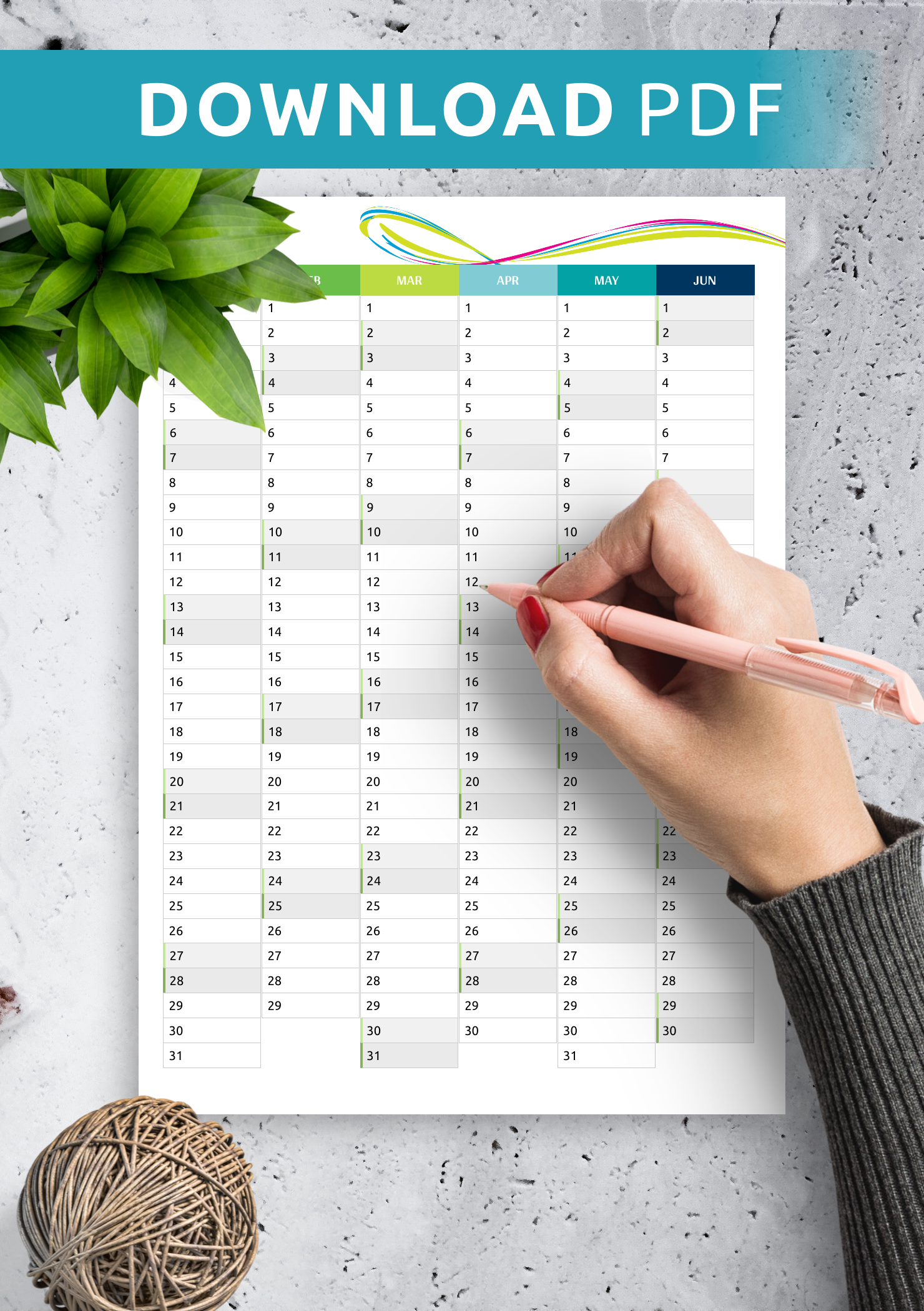 Vertical Monthly Calendar Printable