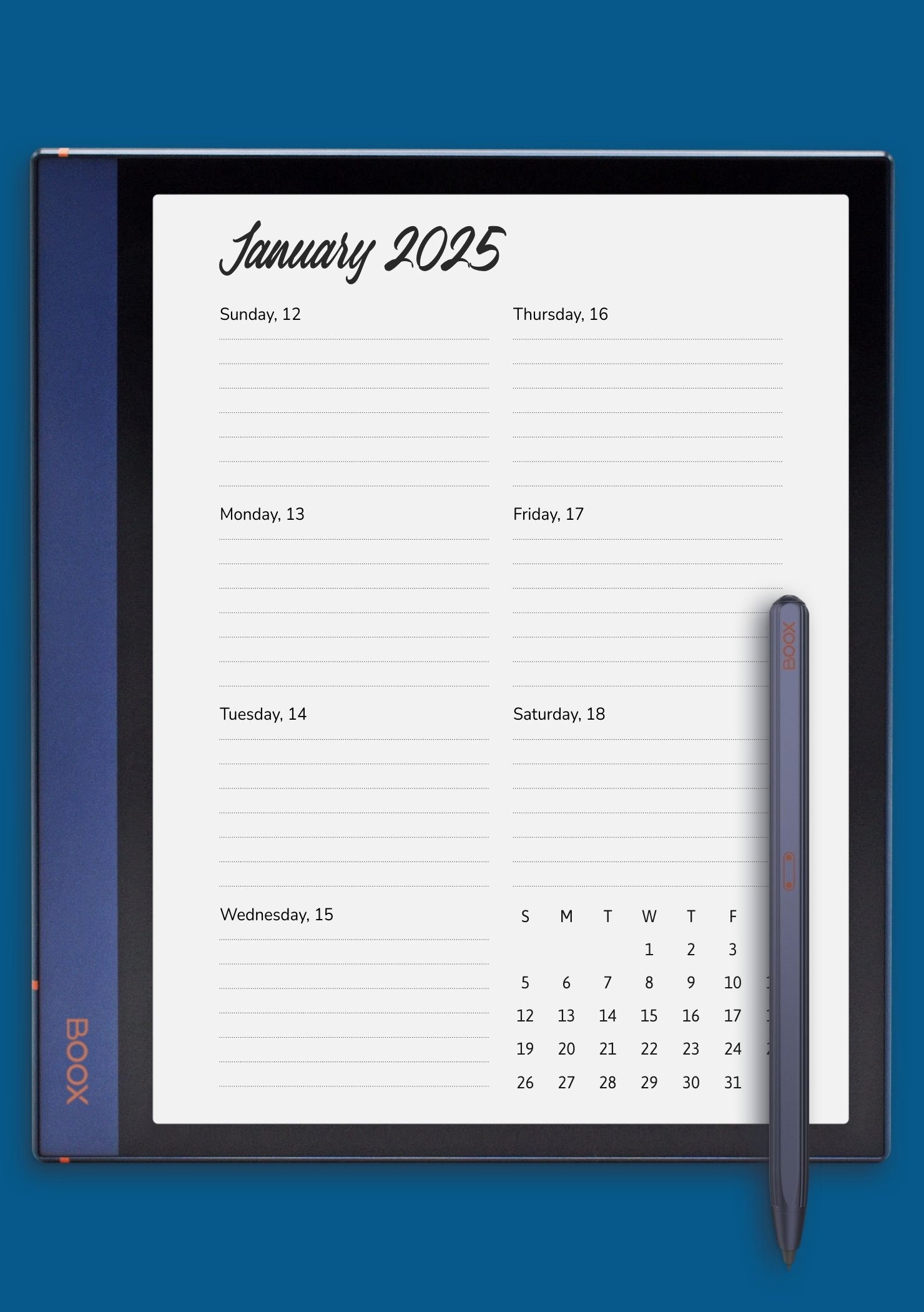 download printable weekly calendar template pdf