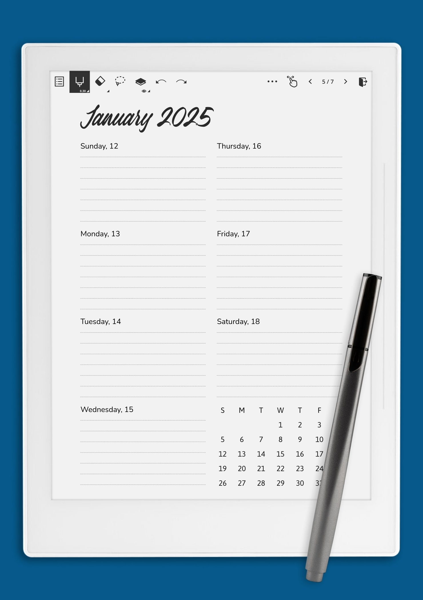 Download Printable Weekly Calendar Template PDF