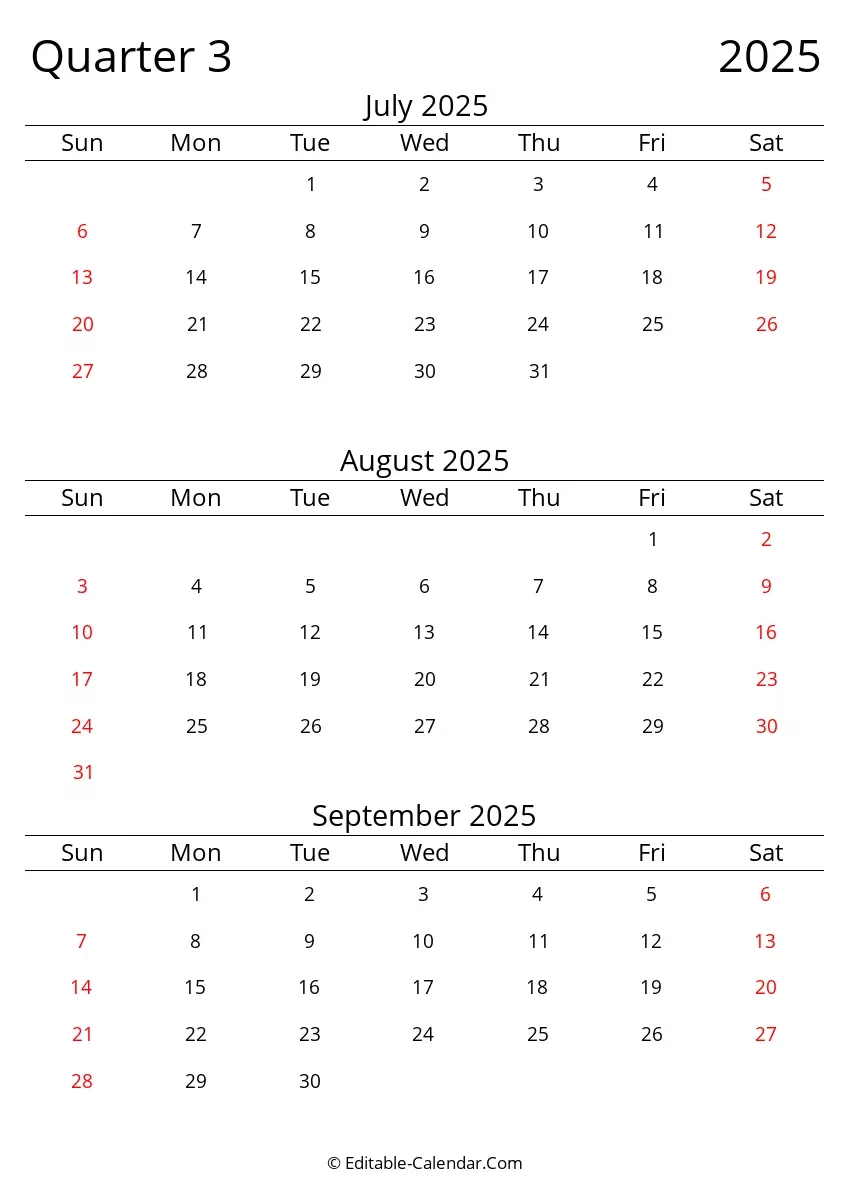 Download Quarter 3 2025 Three Month Calendar Sunday Start Download Quarter 3 2025 Three Month Calendar Sunday Start