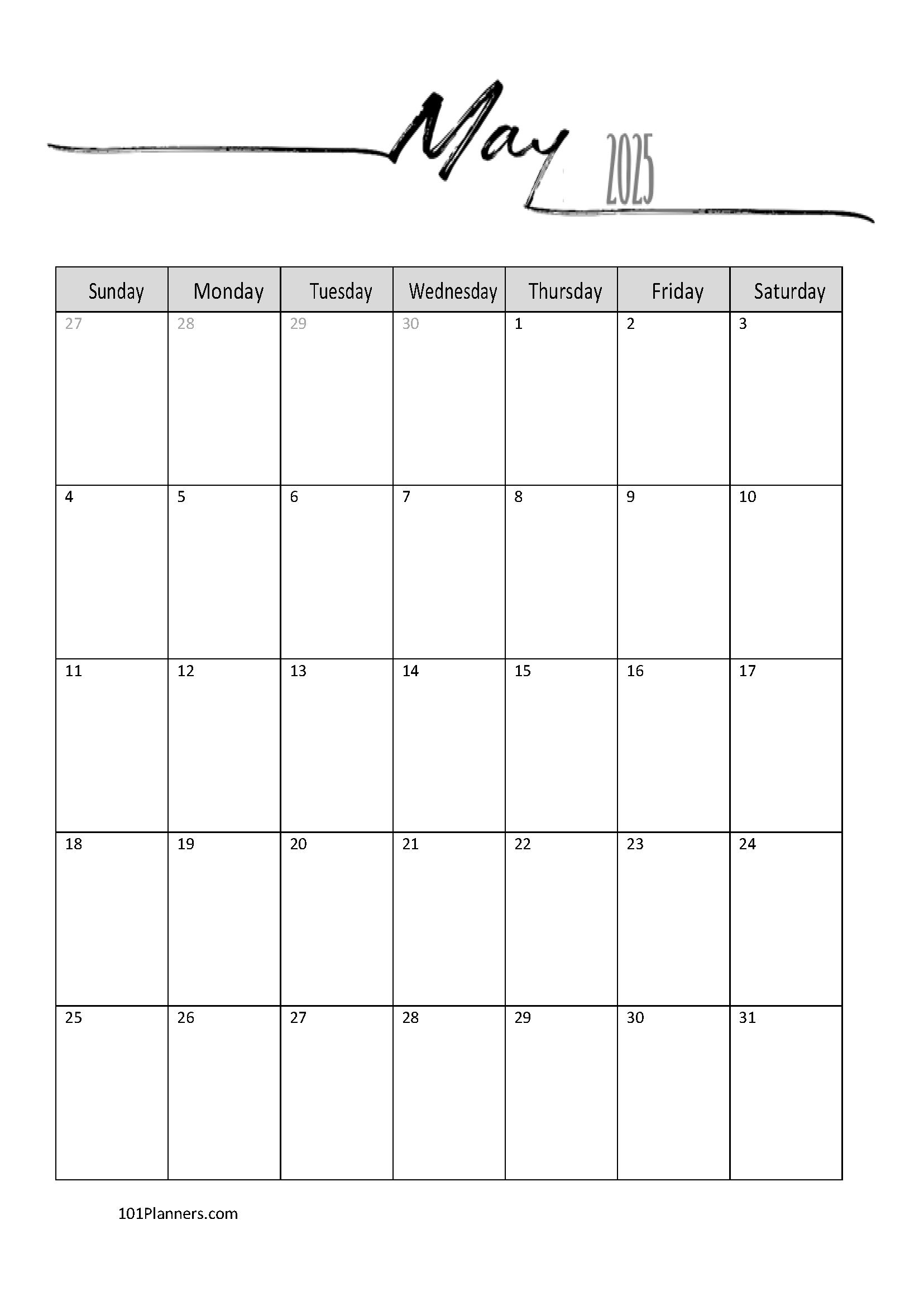 2025 Microsoft Printable Calendar
