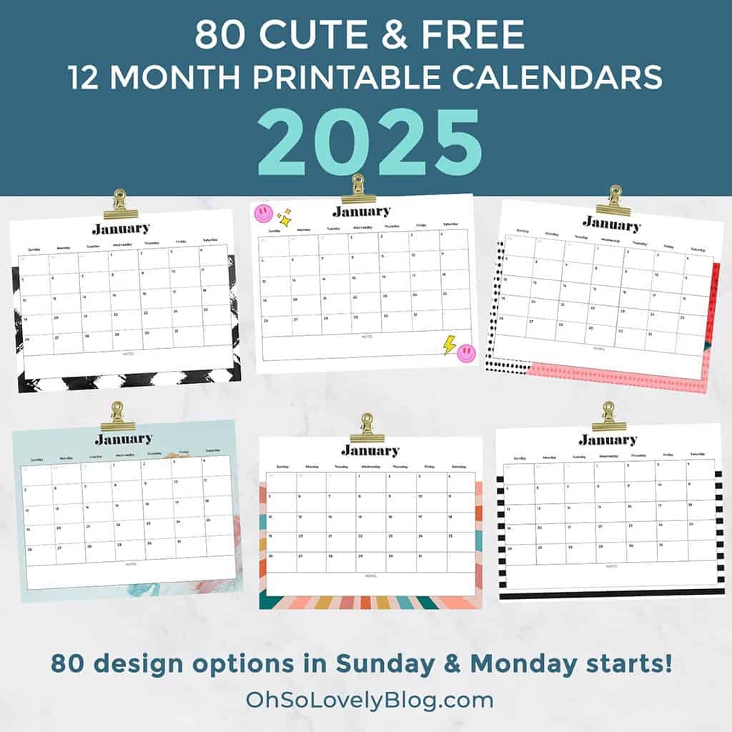 FREE 2025 Calendars 80 Beautiful Printable Options For You FREE 2025 Calendars 80 Beautiful Printable Options For You