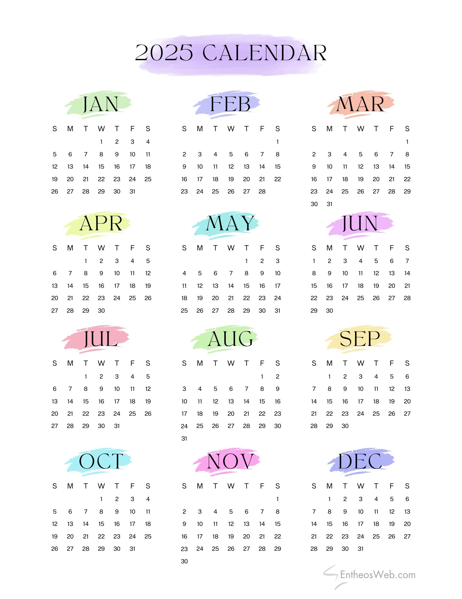 Free Printable Pocket Calendar 2025