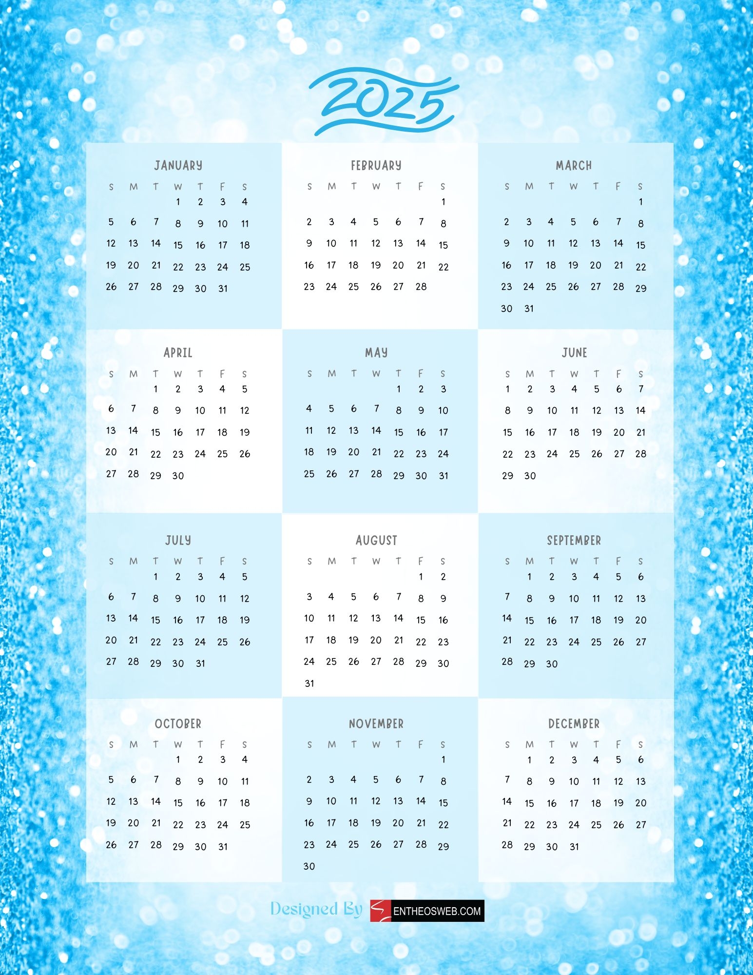 Free 2025 Calendars EntheosWeb