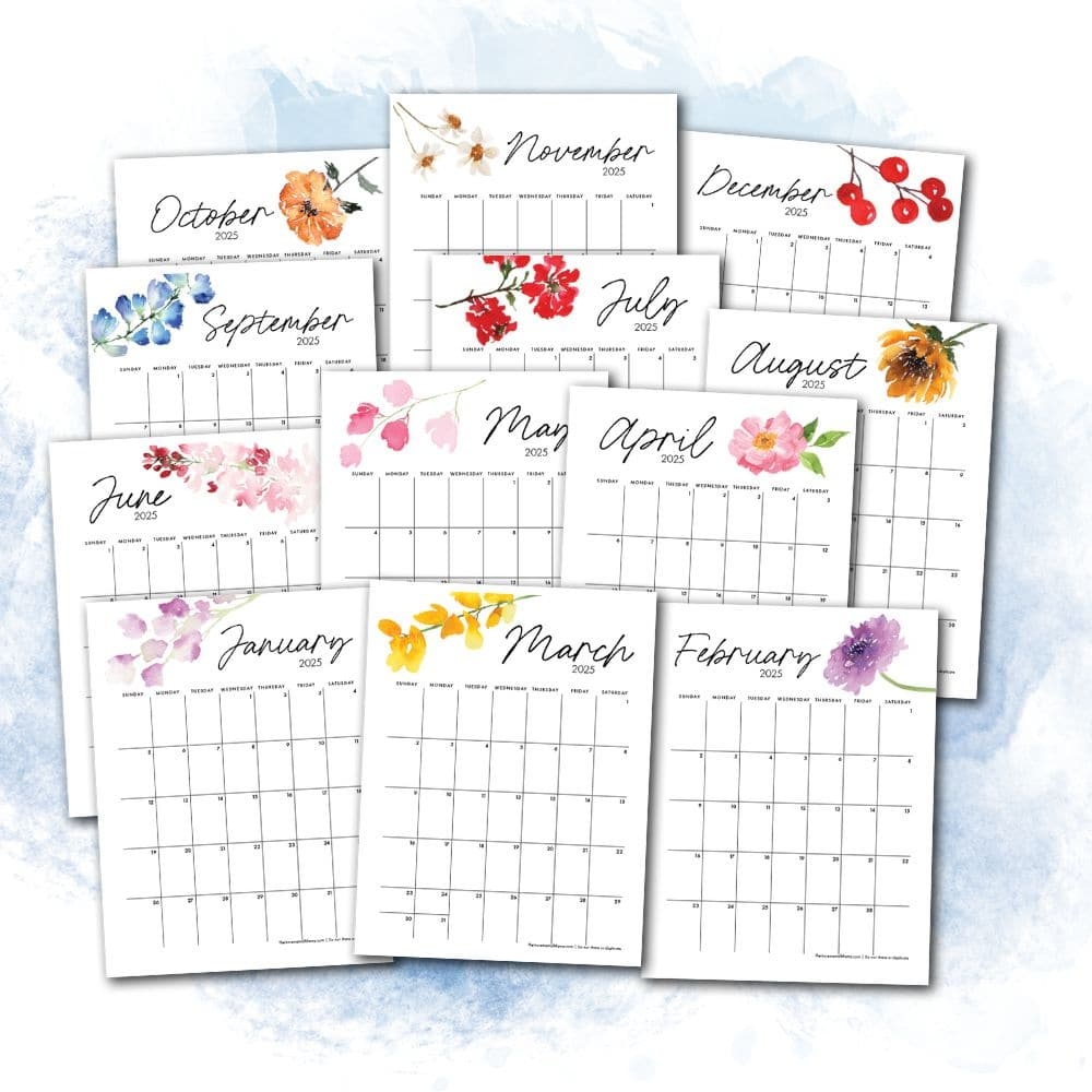 Free 2025 Floral Monthly Calendar PDFs Templates The Incremental Mama Free 2025 Floral Monthly Calendar PDFs Templates The Incremental Mama