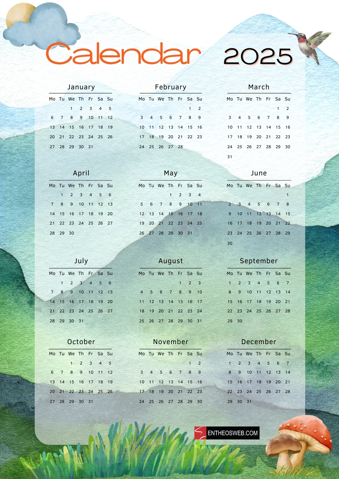 Free 2025 Printable Calendars Free 2025 Printable Calendars EntheosWeb