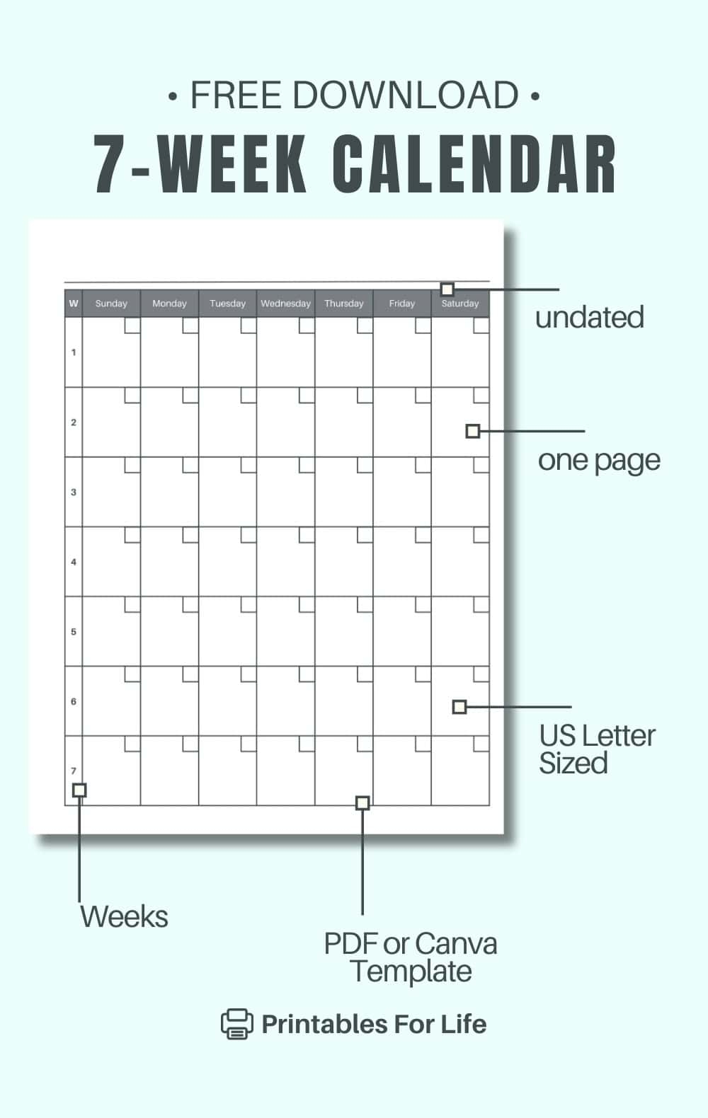 Free 7 Week Undated Calendar For Extended Planning