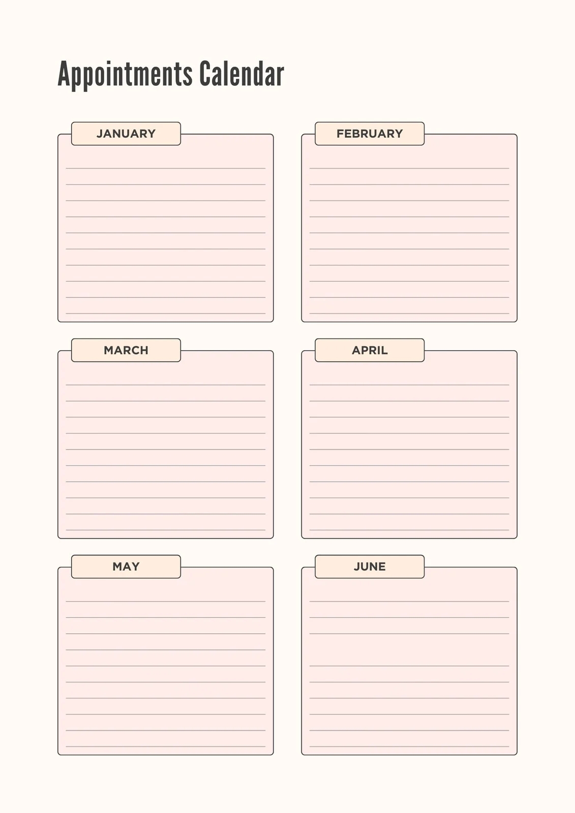 Appointment Calendar Free Printable