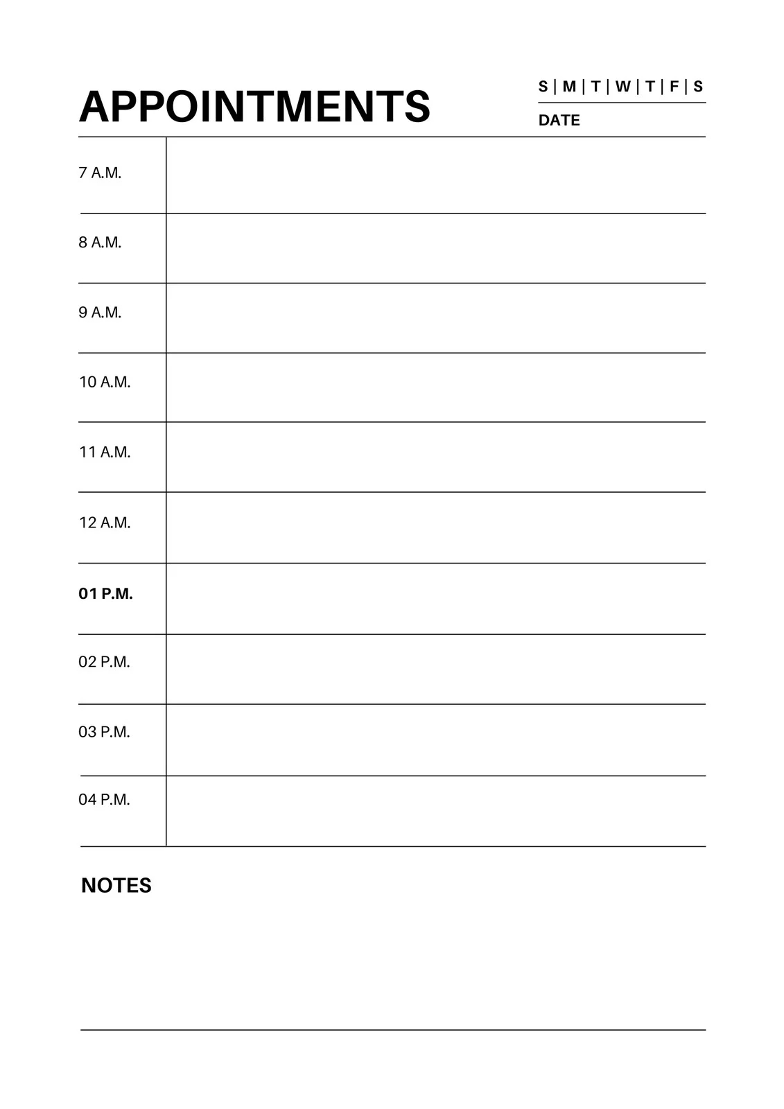 Appointment Calendar Printable