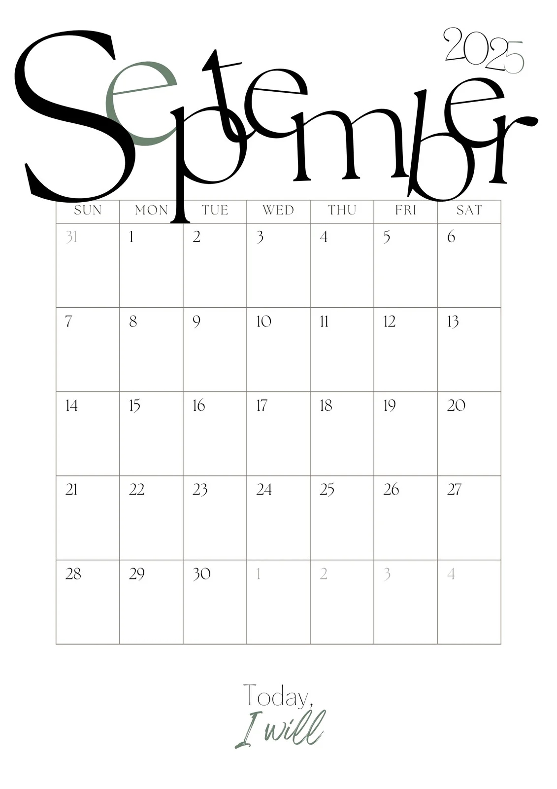 September Printable Calendar With Designs