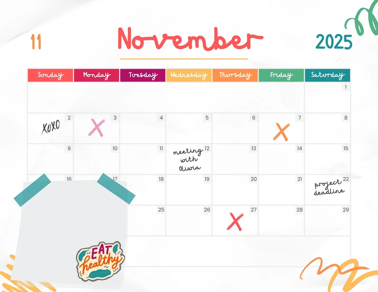 Month Of November Printable Calendar