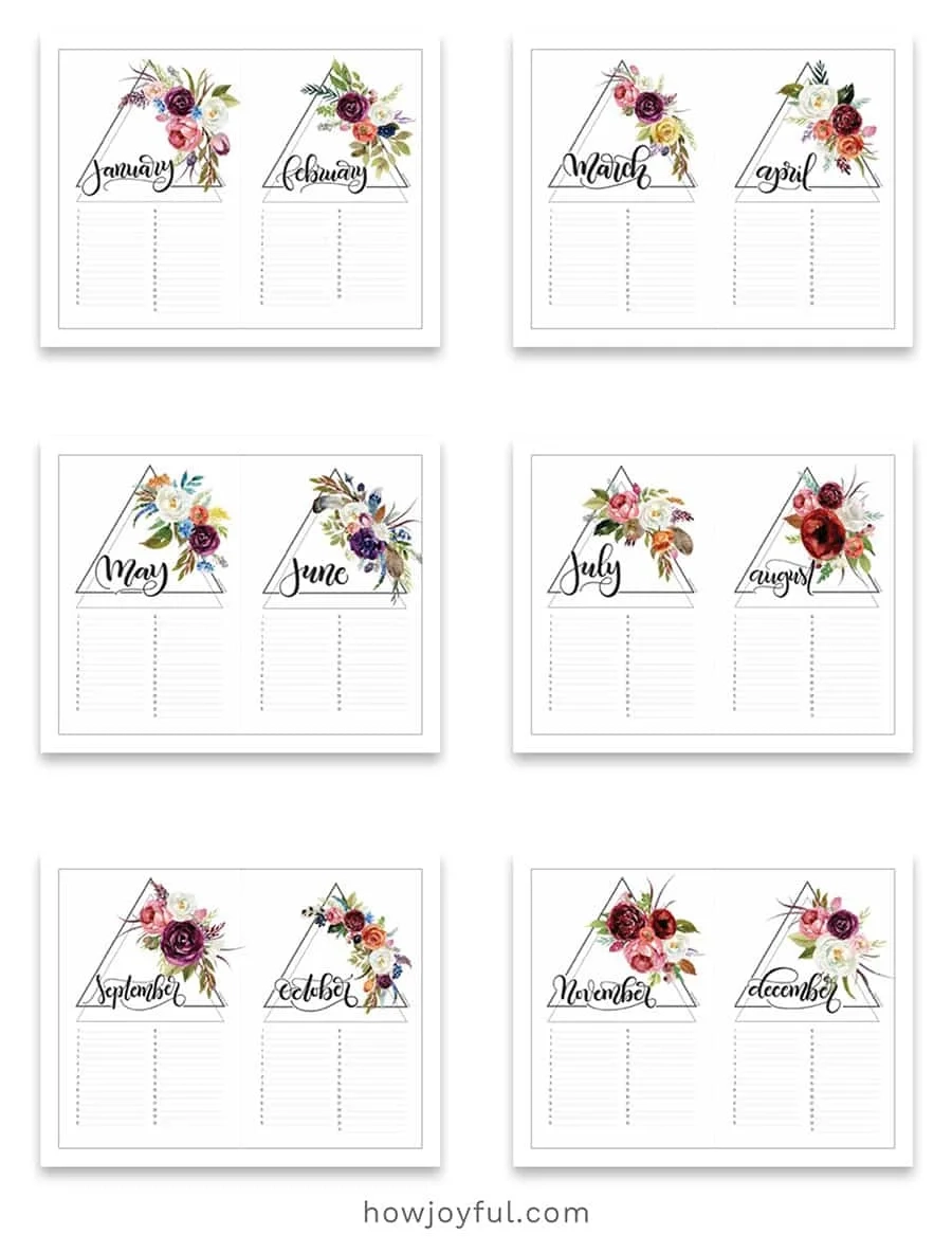 FREE Birthday Calligraphy Calendar Printable