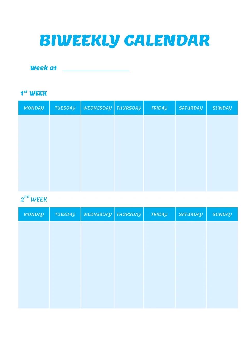 Free Biweekly Calendar Template For Google Docs