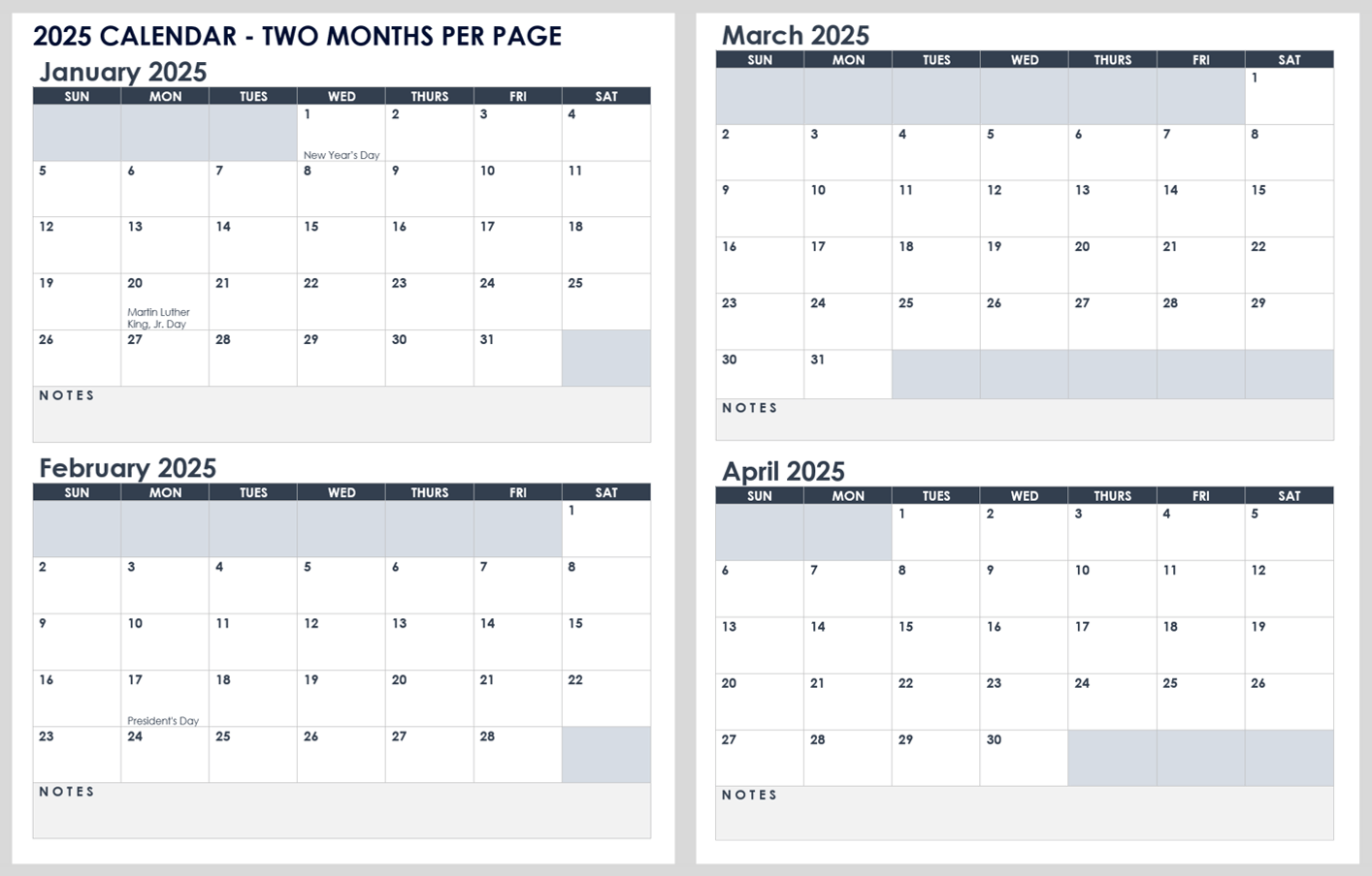Custom Printable 2025 Calendar Small Numbers