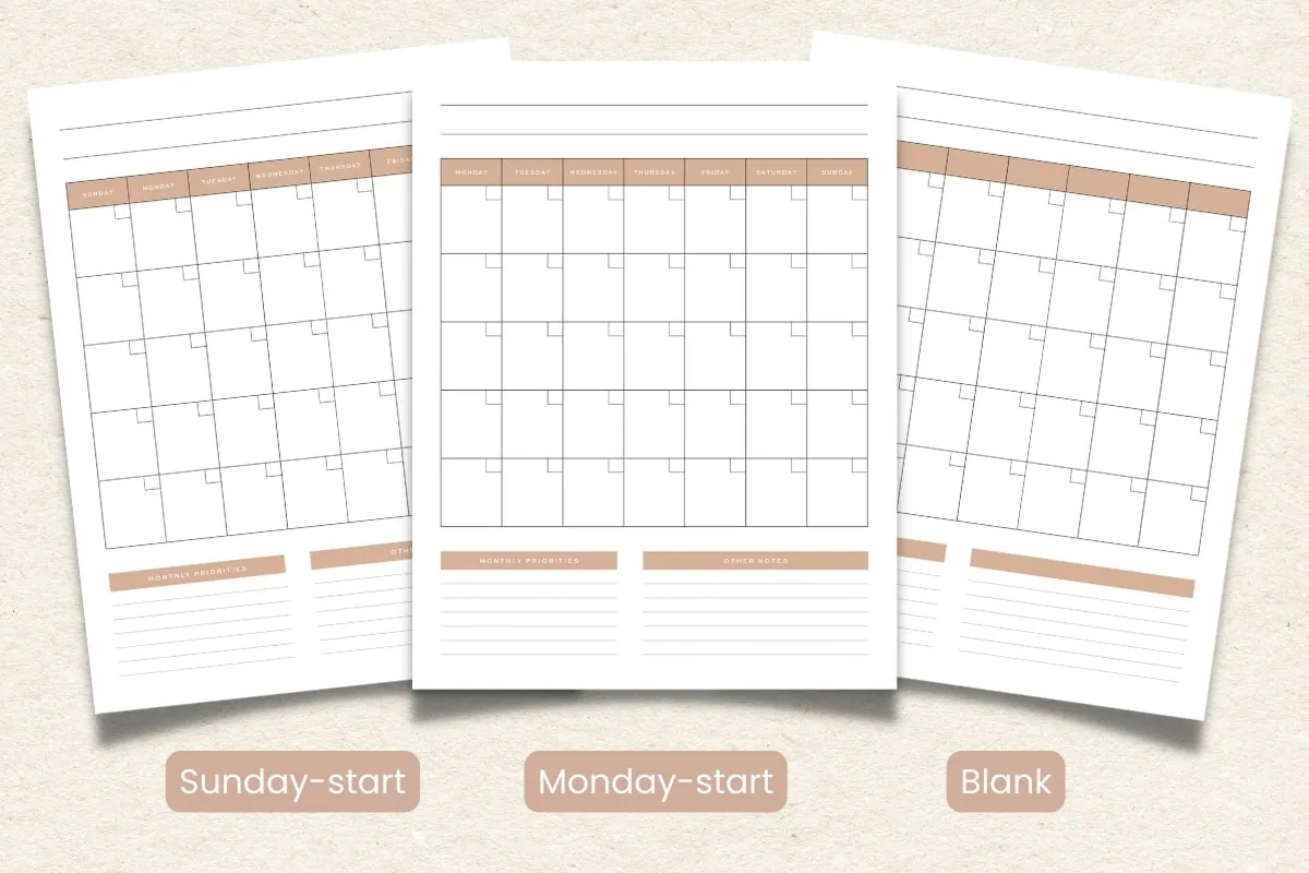 Free Blank Printable Monthly Calendar Templates Clean Design Easy To Print Clementine Creative