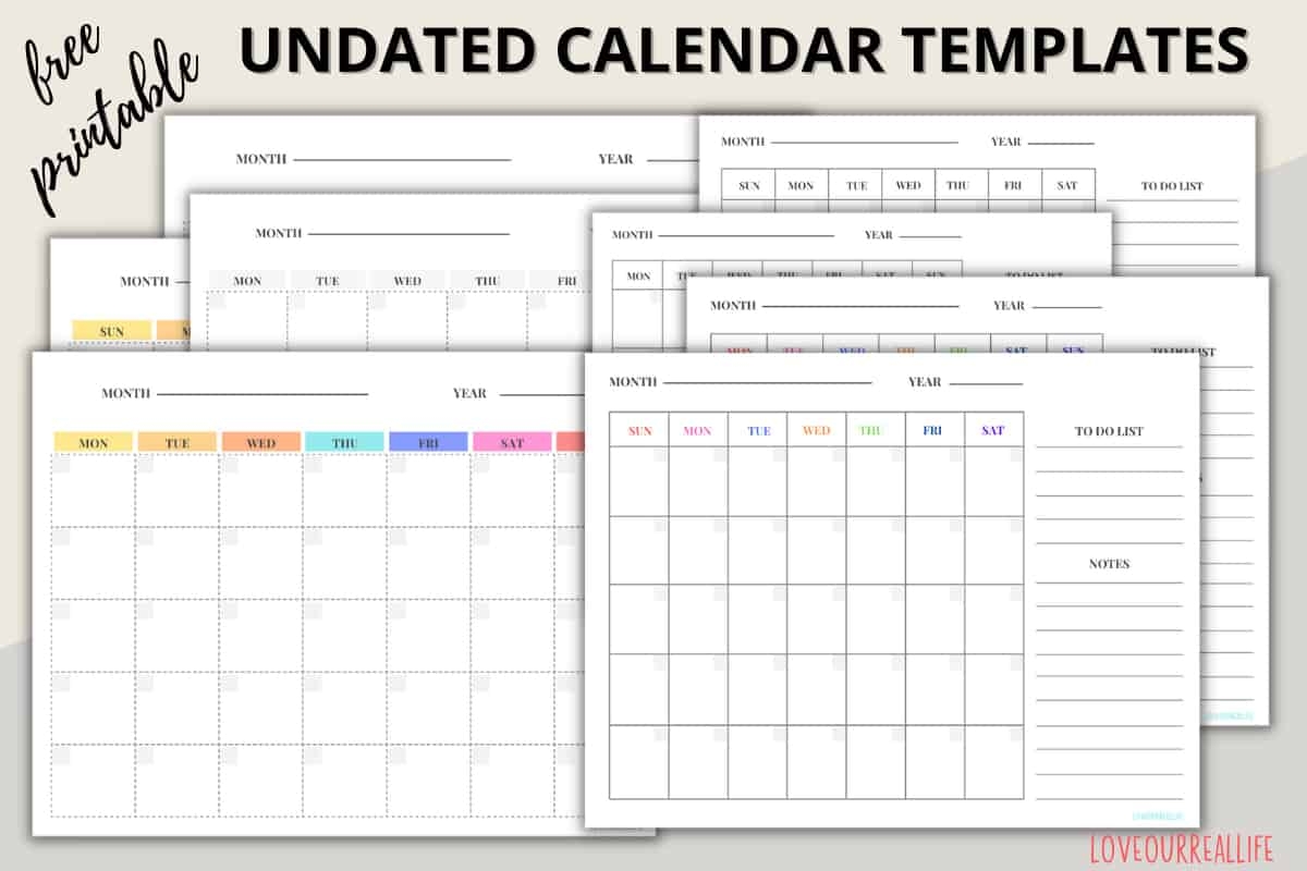 FREE Blank Undated Monthly Calendar Printable Template Love Our Real Life FREE Blank Undated Monthly Calendar Printable Template Love Our Real Life