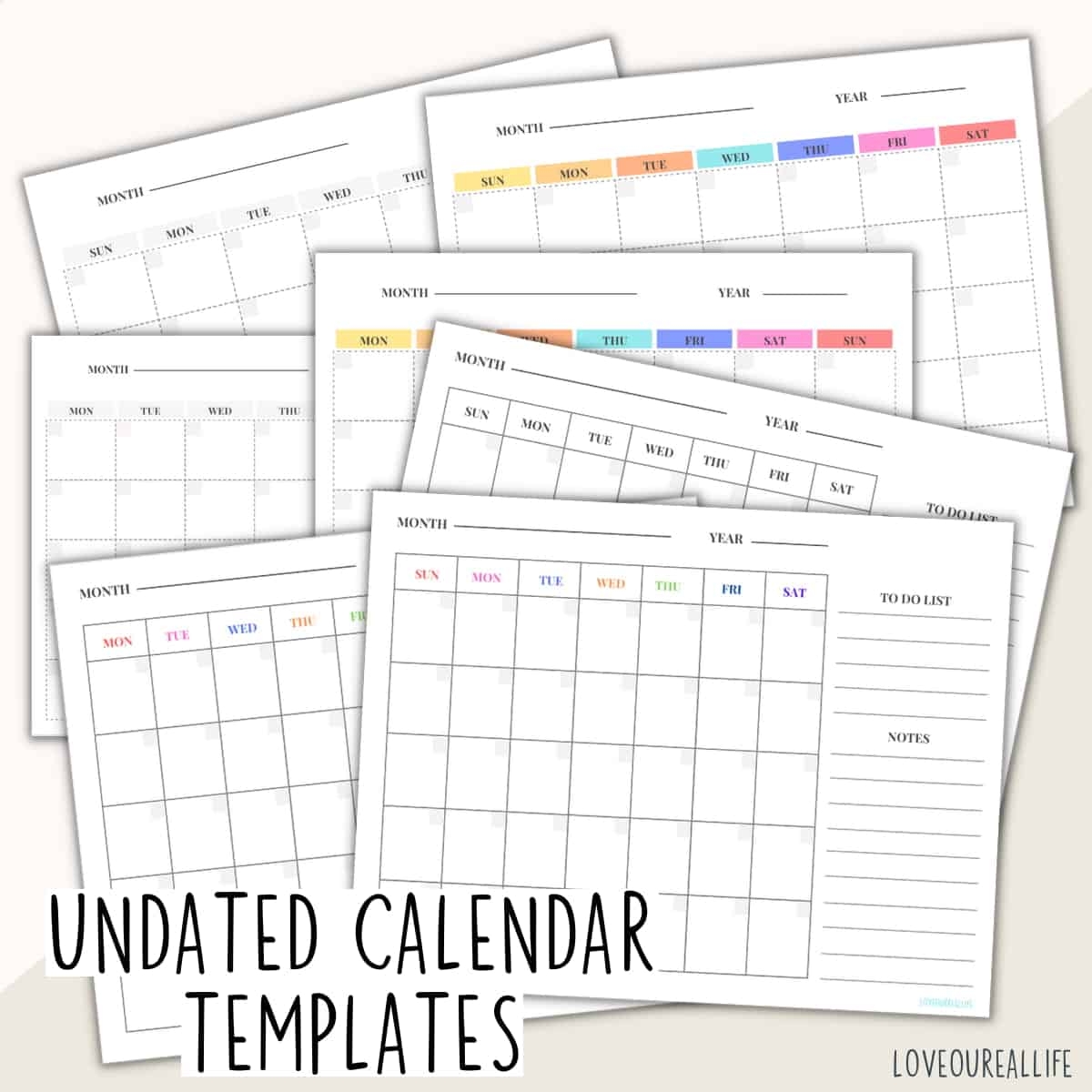 FREE Blank Undated Monthly Calendar Printable Template Love Our Real Life