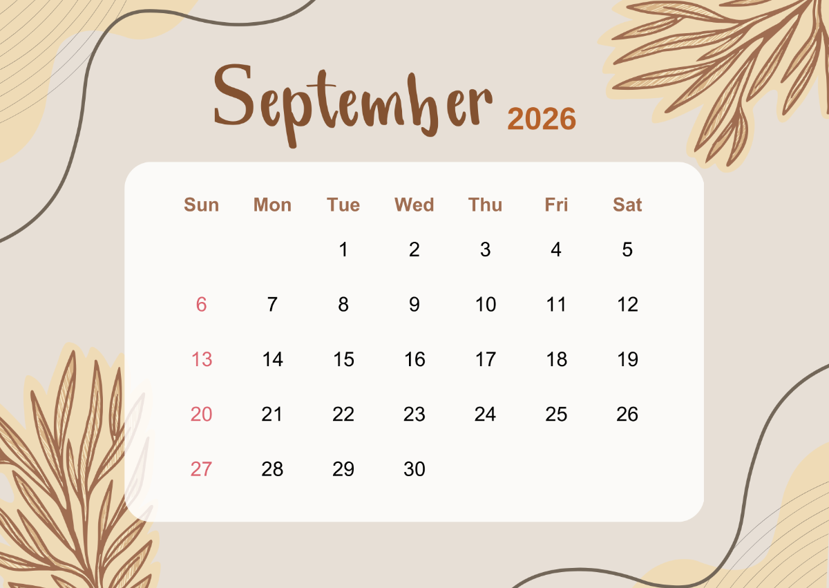 Free Cream Aesthetic September 2026 Calendar Template To Edit Online Free Cream Aesthetic September 2026 Calendar Template To Edit Online