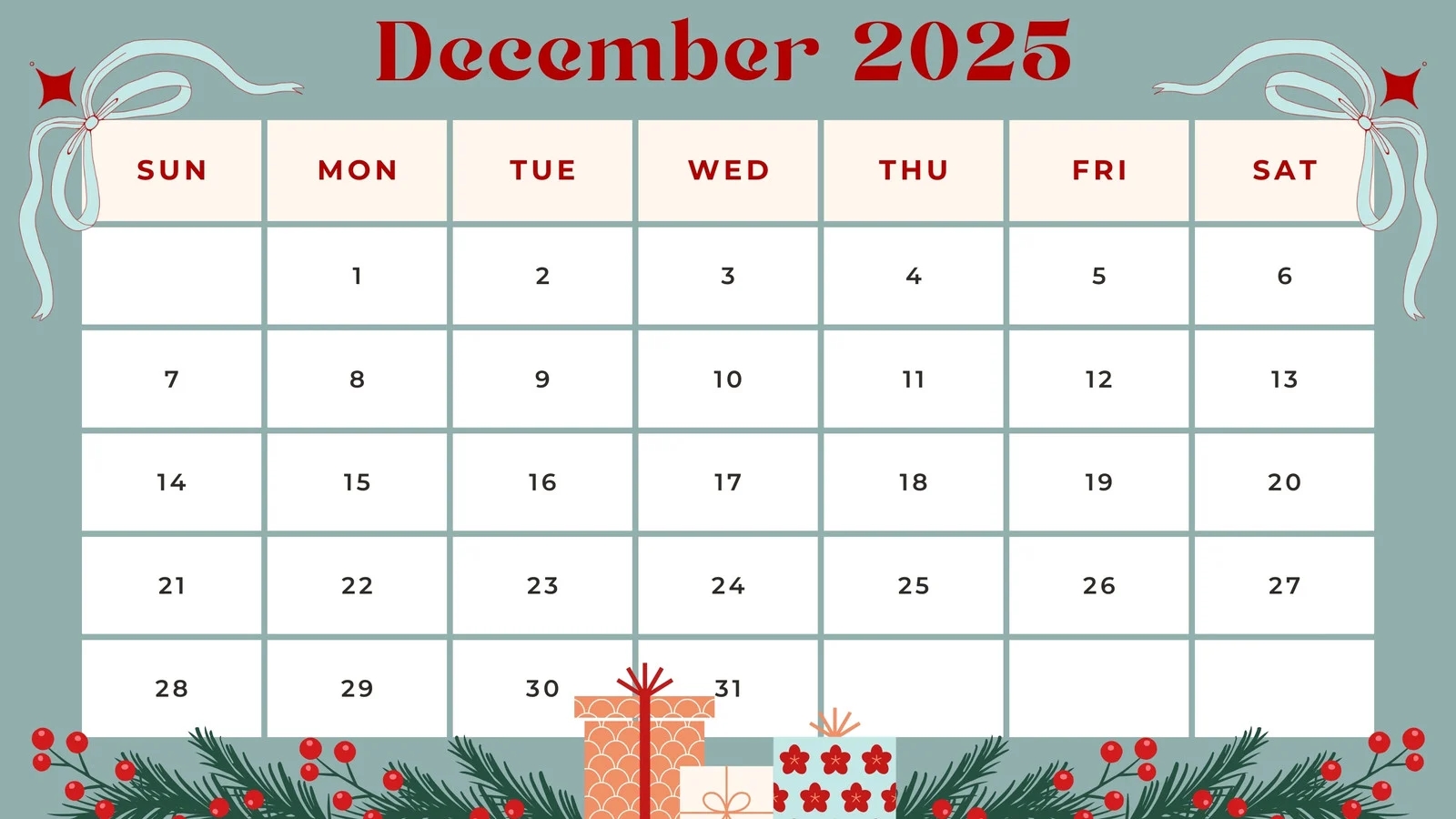 Free Custom Printable Christmas Calendar Templates Canva Free Custom Printable Christmas Calendar Templates Canva