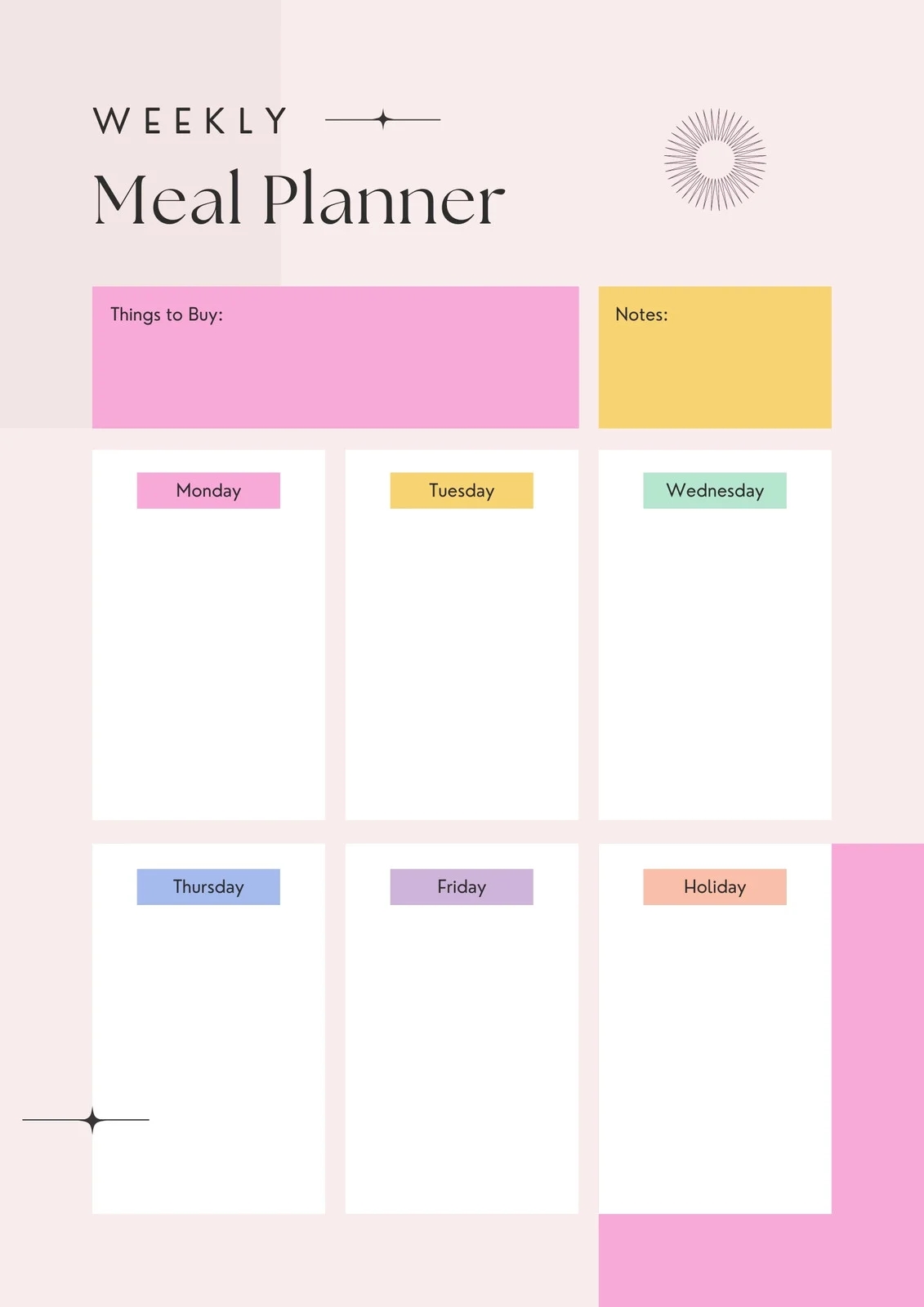 Menu Planning Calendar Printable