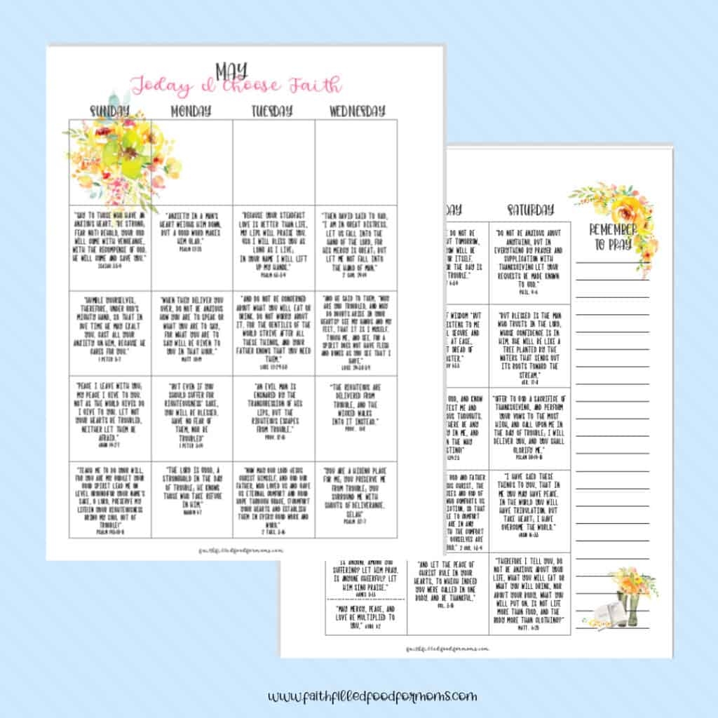 Printable Monthly Calendar With Scriptures