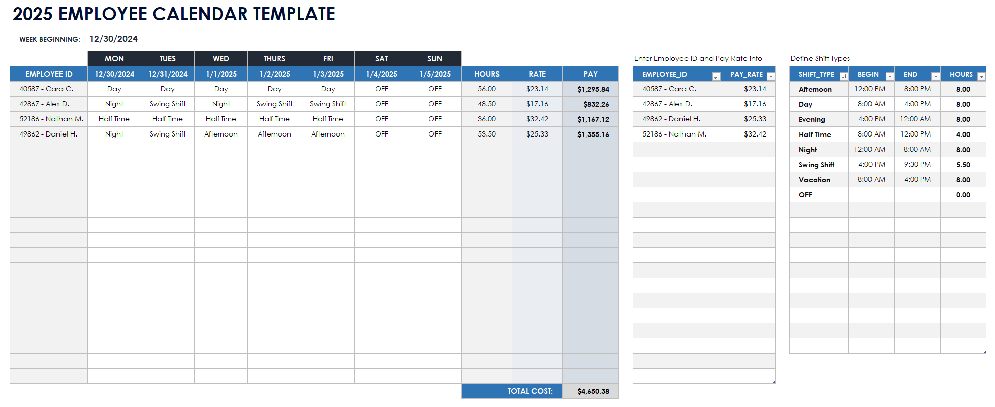 2025 Printable Excel Calendar