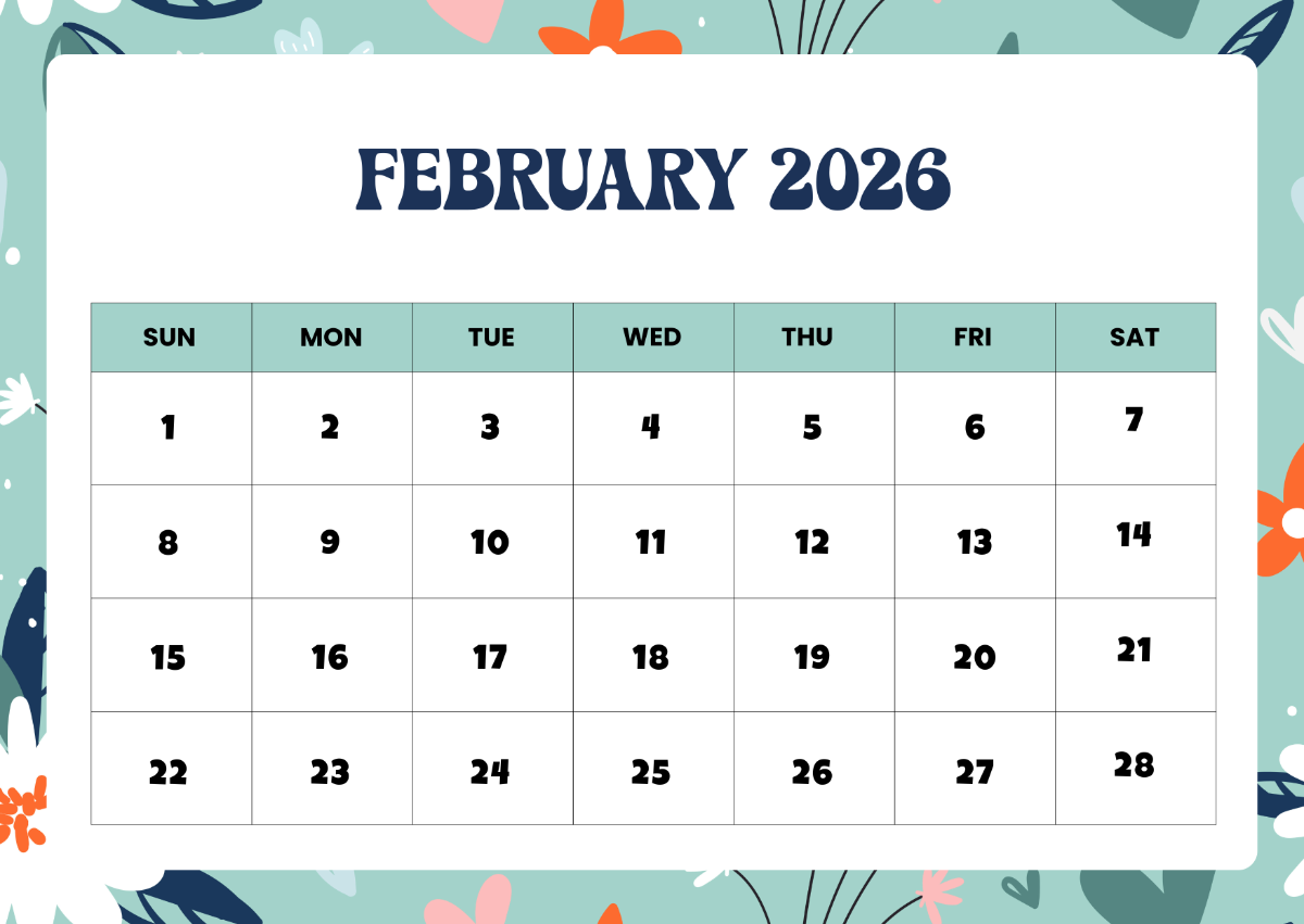 free february 2026 illustrated background calendar template to edit online