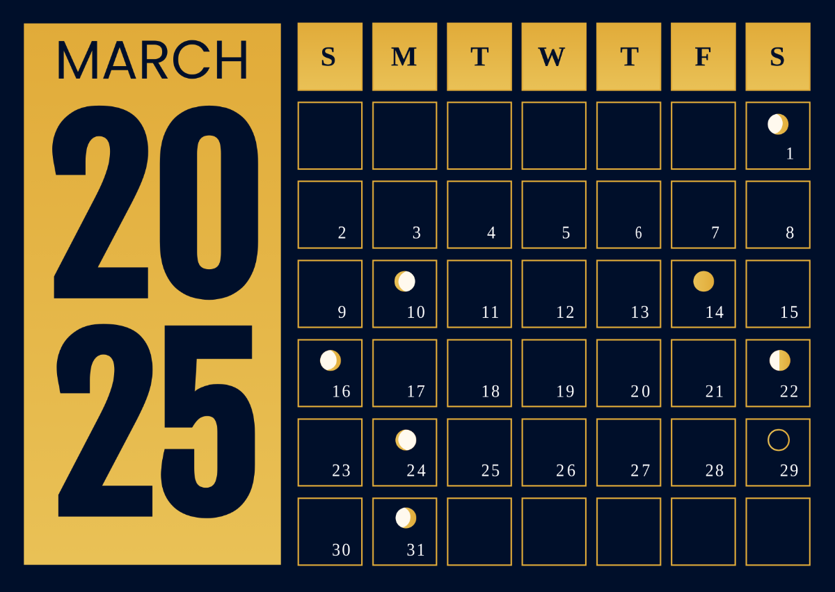 Free March 2025 Moon Calendar Template To Edit Online