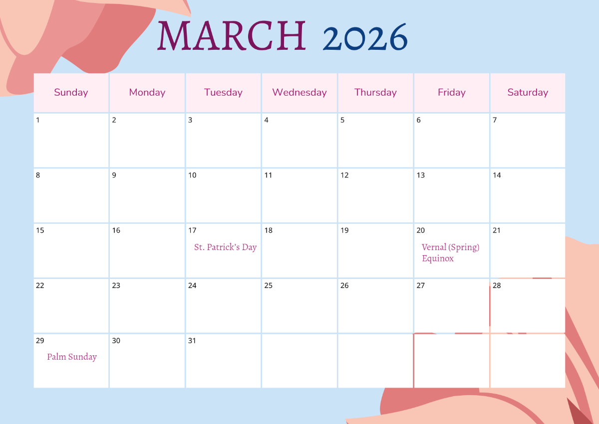 Free March 2026 Calendar Templates Editable And Printable Free March 2026 Calendar Templates Editable And Printable