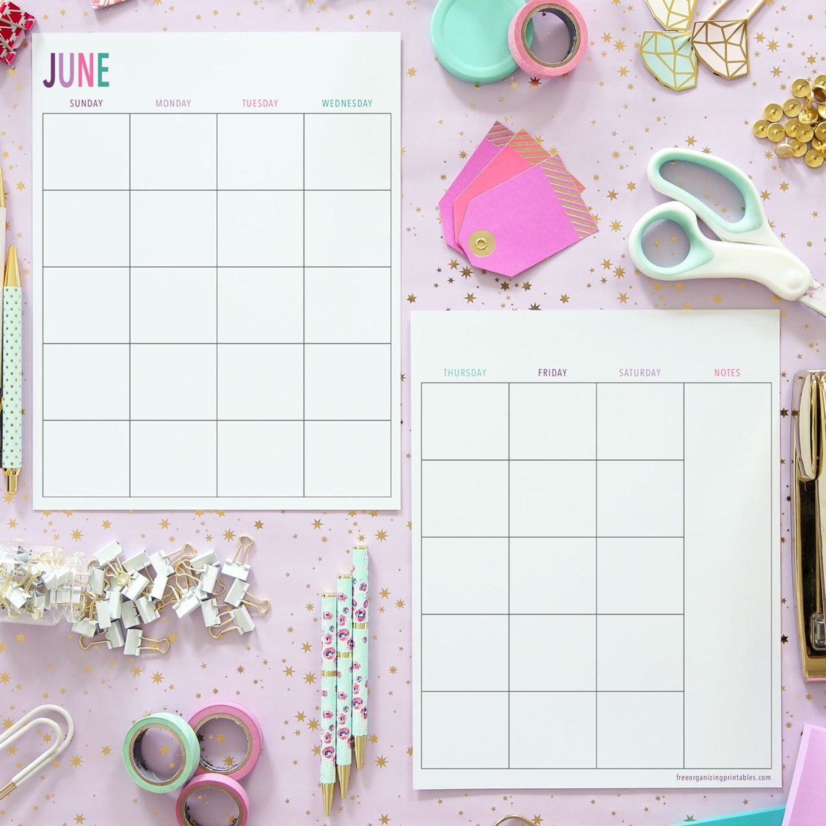 Two Month Per Page Calendar Printable
